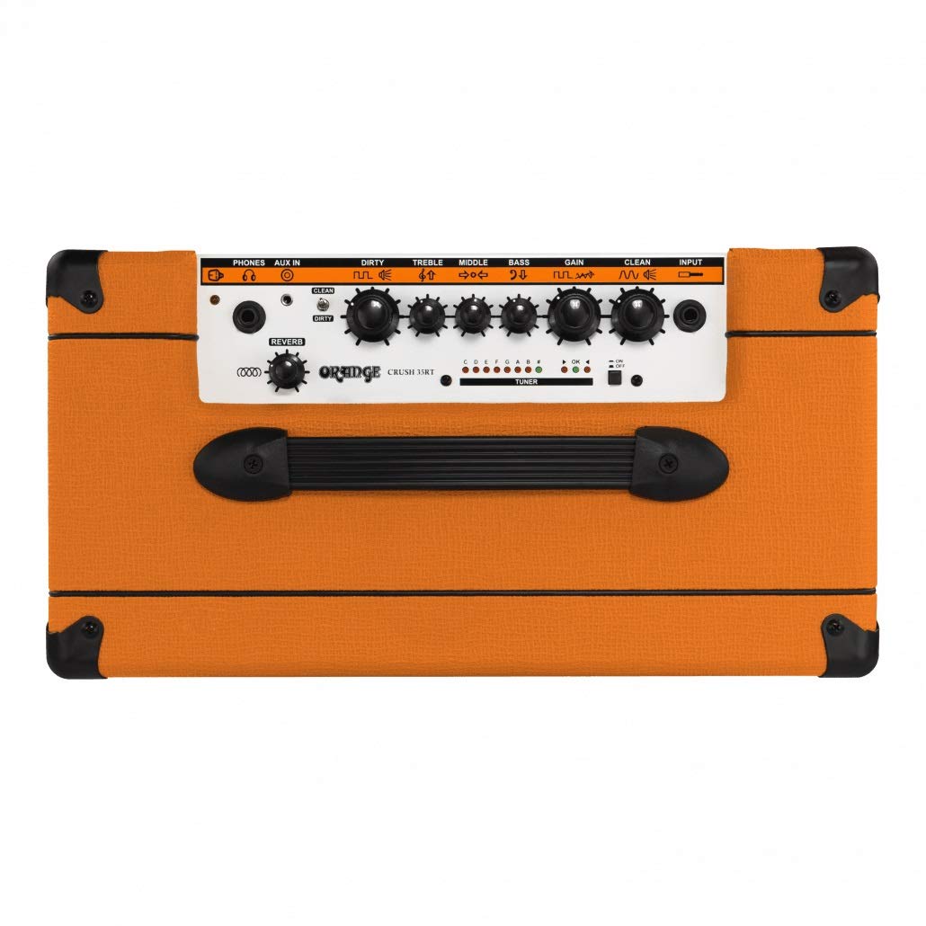 Orange Amps Crush 35RT 35W 1x10 Guitar Combo Amplifier (Orange) Bundle with Blucoil 10-FT Straight Instrument Cable (1/4in), 2-Pack of Pedal Patch Cables, and 4-Pack of Celluloid Guitar Picks