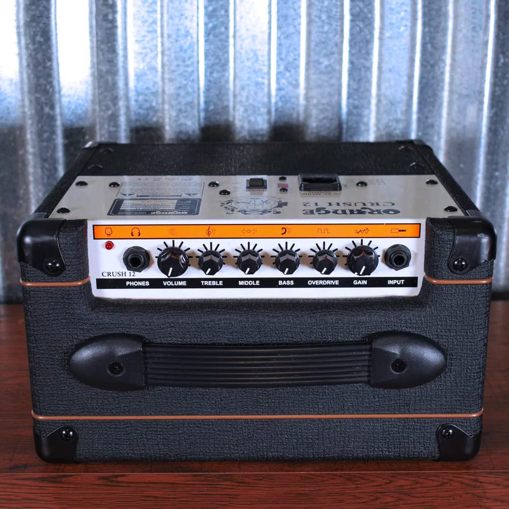 Orange Amplifiers Crush12 12W 1x6 Guitar Combo Amp (Black) Bundle with Blucoil Wireless Mic System, and Samson R21S Dynamic Microphone