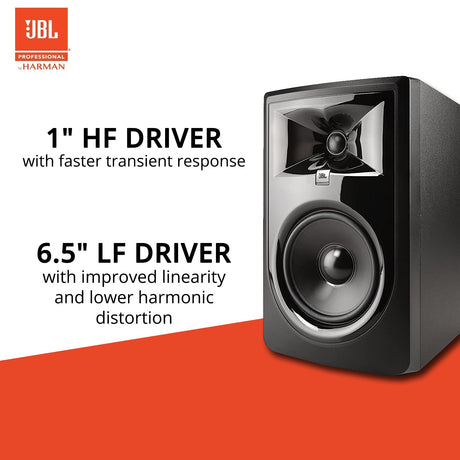 JBL Professional 306P MkII Next-Generation 6" 2-Way Powered Studio Monitors (2-Pack) Bundle with Blucoil 10-FT Balanced XLR Cables (2-Pack), and Reusable Cable Ties (5-Pack)