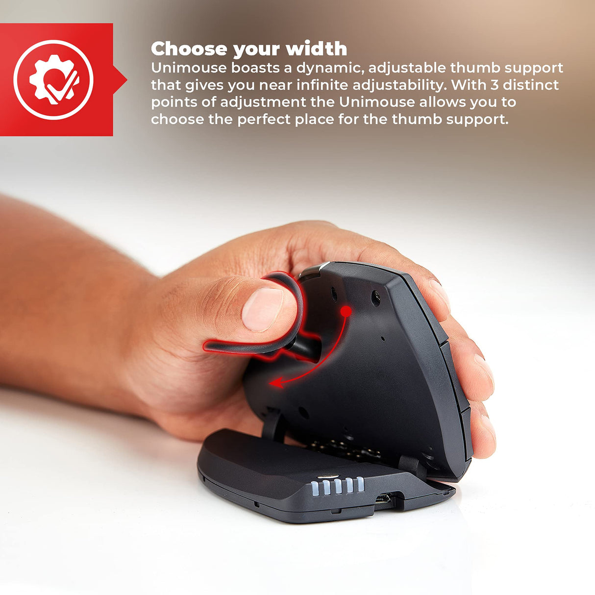 Contour Design Unimouse Mouse Wireless - Wireless Ergonomic Mouse for Laptop and Desktop Computer Use - 2.4GHz Fully Adjustable Mouse - Mac & PC Compatible - (Right-Hand)