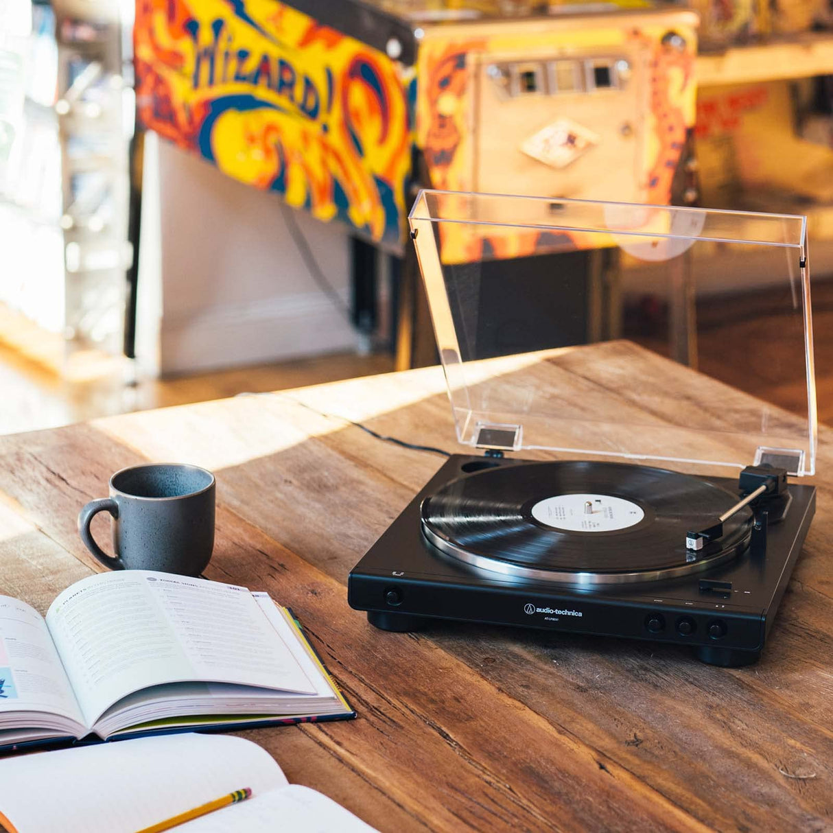 Audio Technica AT-LP60X-BK Fully Automatic Belt-Drive Stereo Turntable, Black, Hi-Fi Bundle with Blucoil Vinyl Cleaning Kit, 2-Pack of LP Inner Sleeves for Vinyl Records, and 12" Turntable Slipmat