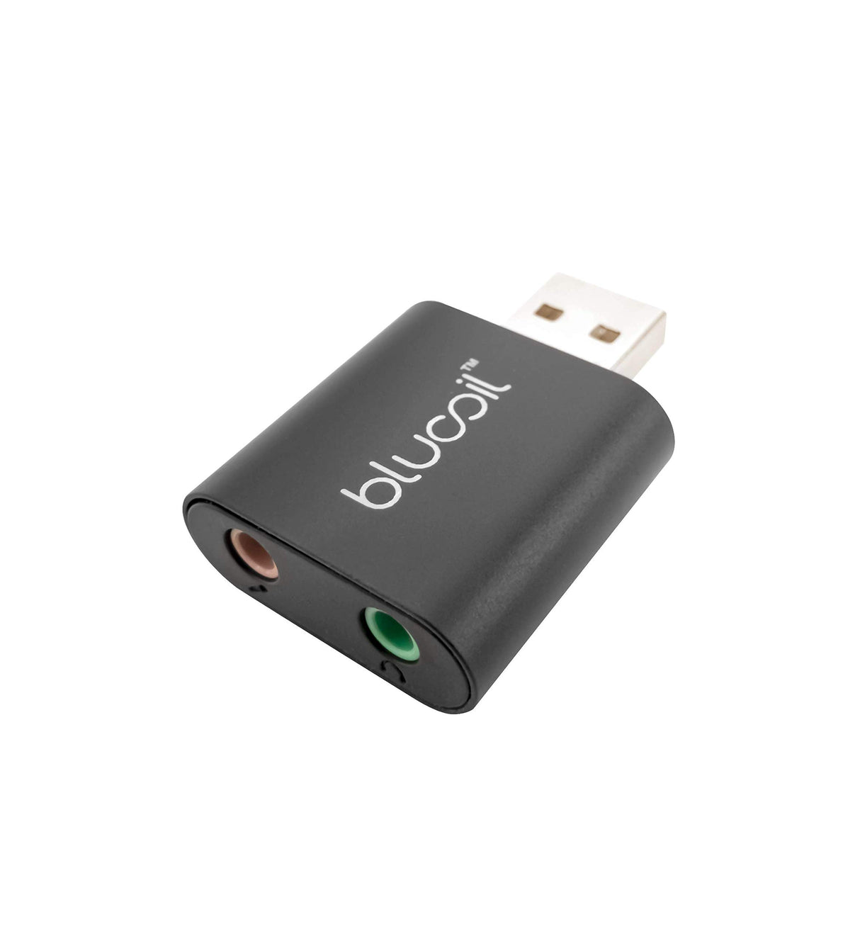 Blucoil USB External Audio Adapter with 3.5mm TRS Mono Microphone and TRRS Stereo Headphones Jack - Compatible with Mac, Linux, Windows Operating Systems