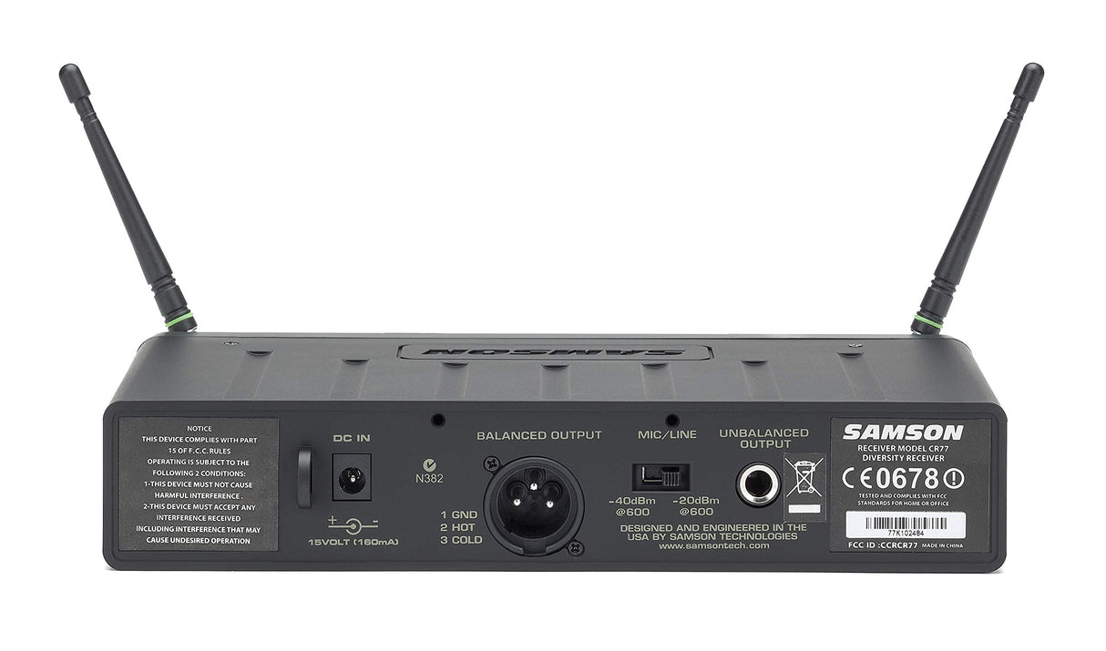 Samson Airline 77 AH7 Wireless System Fitness Headset (Channel K1) Bundle with Blucoil 10-FT Balanced XLR Cable, 5-Pack of Reusable Cable Ties, and 10-FT Straight Instrument Cable (1/4in)