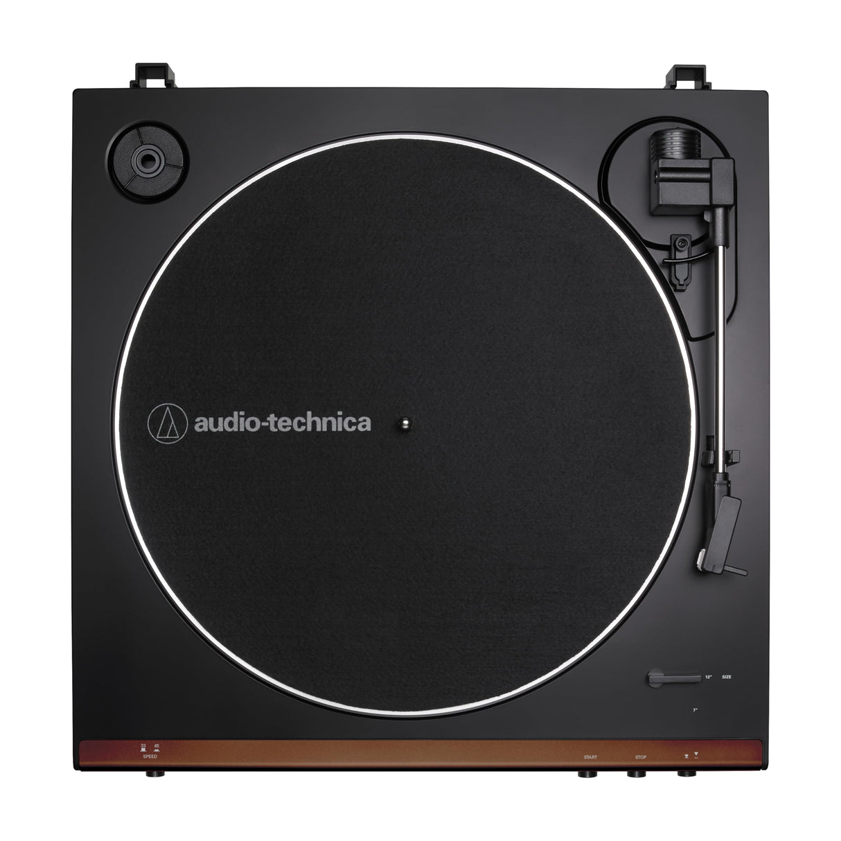 Audio-Technica At-LP60X-BW Fully Automatic Belt-Drive Stereo Turntable, Hi-Fi, 2 Speed, Dust Cover, Anti-Resonance, Die-Cast Aluminum Platter Brown