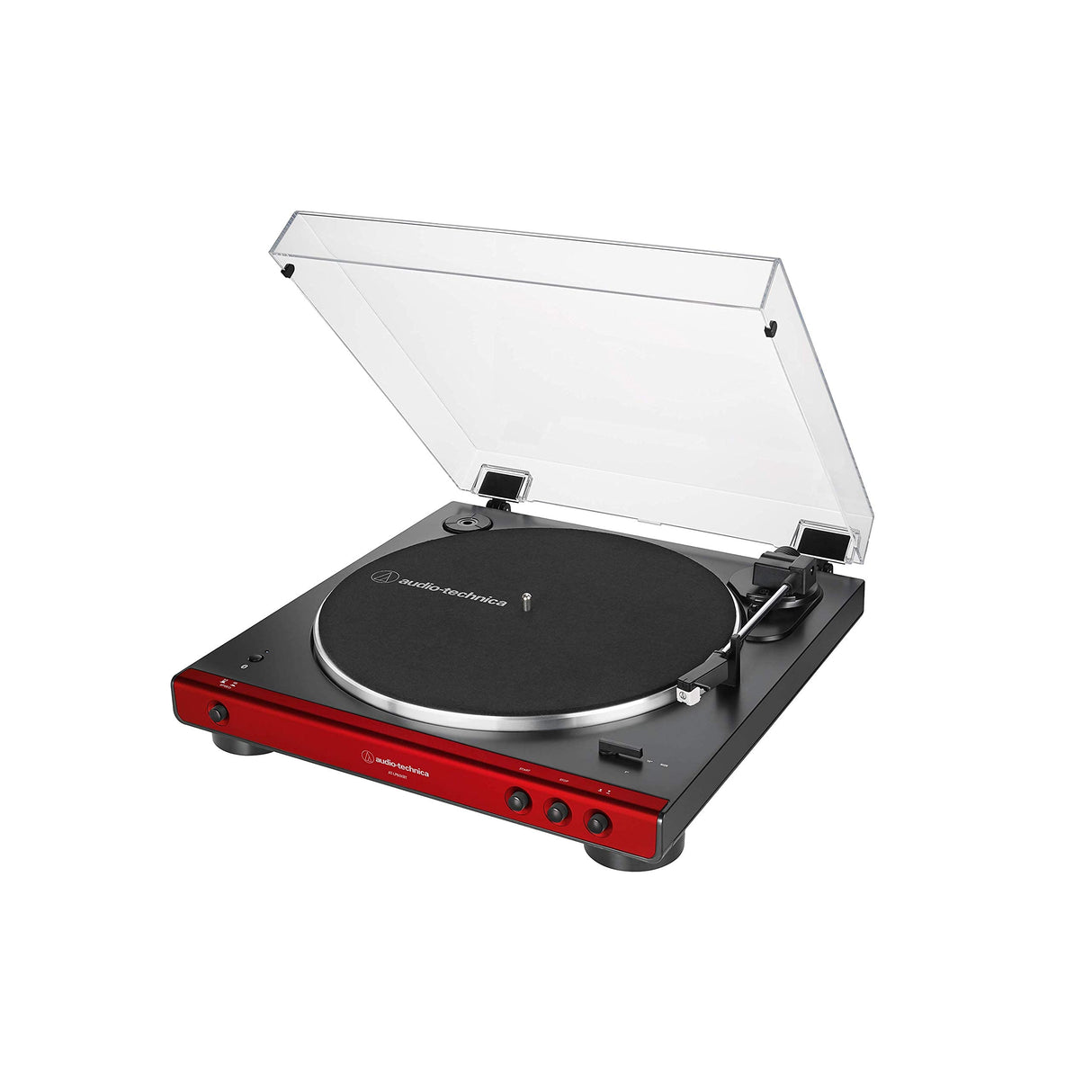 Audio Technica AT-LP60XBT-RD Fully Automatic Belt-Drive Stereo Turntable with Bluetooth (Red/Black) Bundle with Blucoil Vinyl Cleaning Kit, 12" Turntable Slipmat, and 2X LP Inner Sleeves