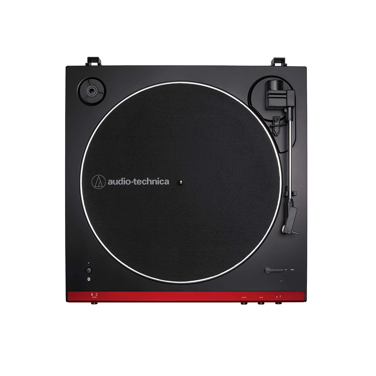 Audio Technica AT-LP60XBT-RD Fully Automatic Belt-Drive Stereo Turntable with Bluetooth (Red/Black) Bundle with Blucoil Vinyl Cleaning Kit, 12" Turntable Slipmat, and 2X LP Inner Sleeves