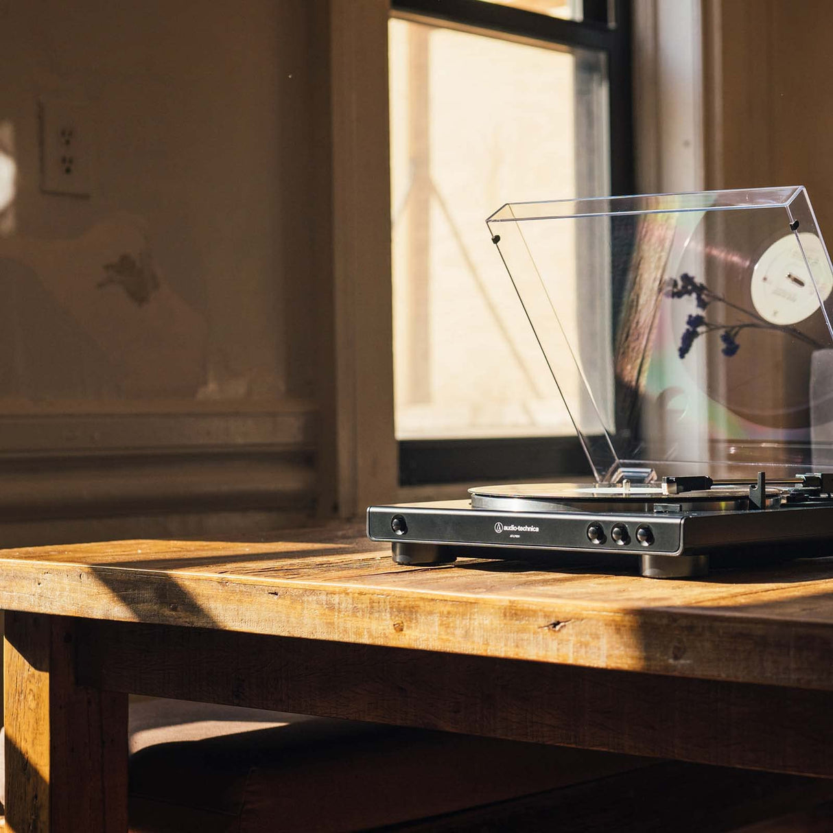 Audio Technica AT-LP60X-BK Fully Automatic Belt-Drive Stereo Turntable, Black, Hi-Fi Bundle with Blucoil Vinyl Cleaning Kit, 2-Pack of LP Inner Sleeves for Vinyl Records, and 12" Turntable Slipmat