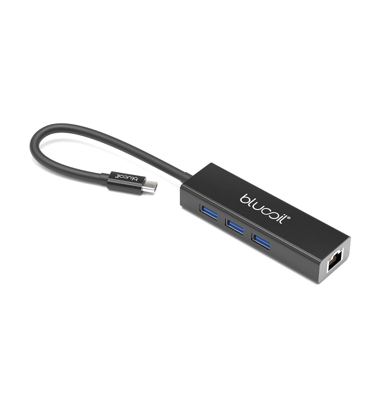 Blucoil 4-in-1 USB C Hub with 3 USB 3.0 Ports and Ethernet Adapter - Compatible with MacBook, Chromebook, Windows, and Other Type-C Devices