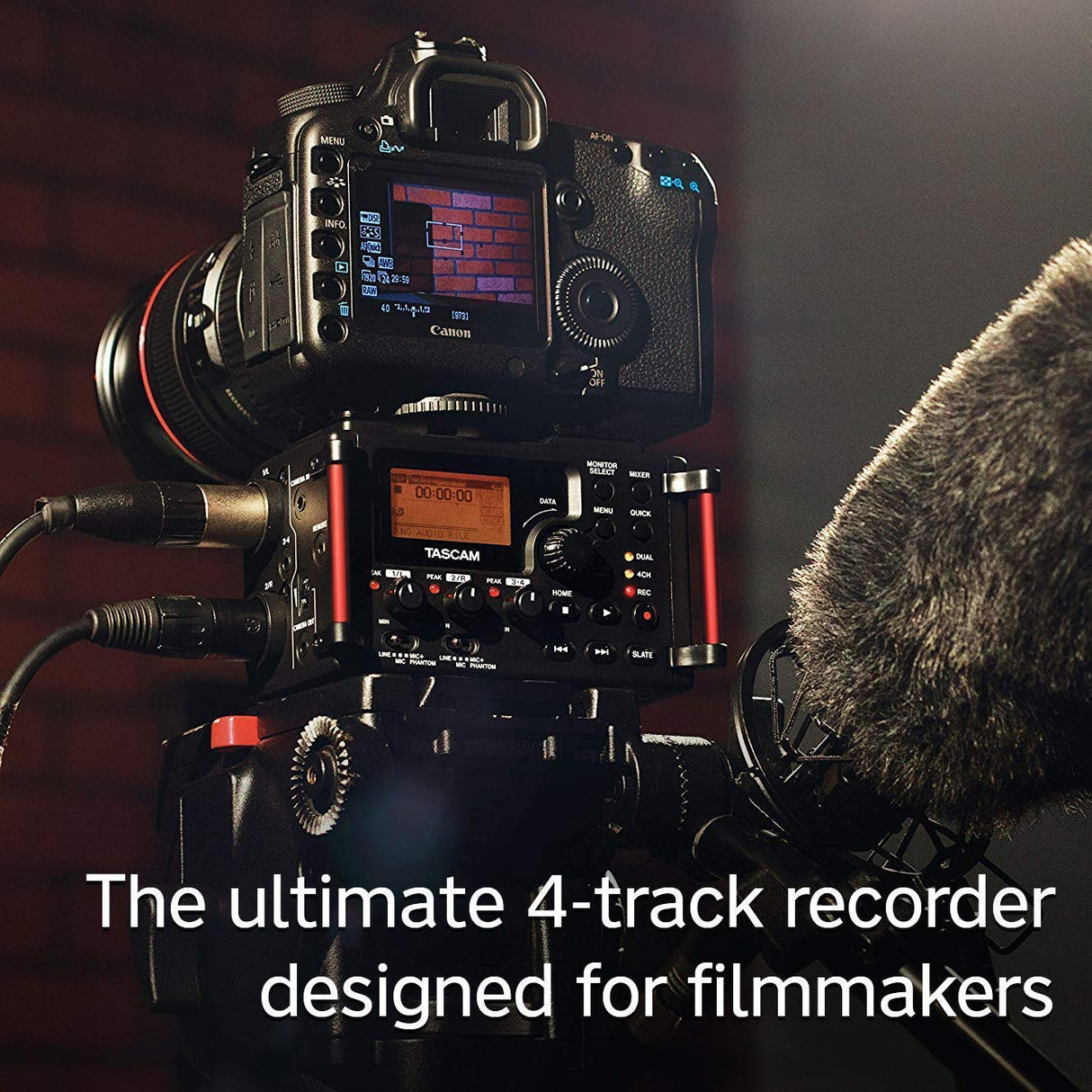 TASCAM DR-60DMKII 4-Channel Portable Audio Recorder for DSLR Bundle with 16GB SDHC Memory Card, Blucoil 10-FT Balanced XLR Cable, and 4 AA Batteries