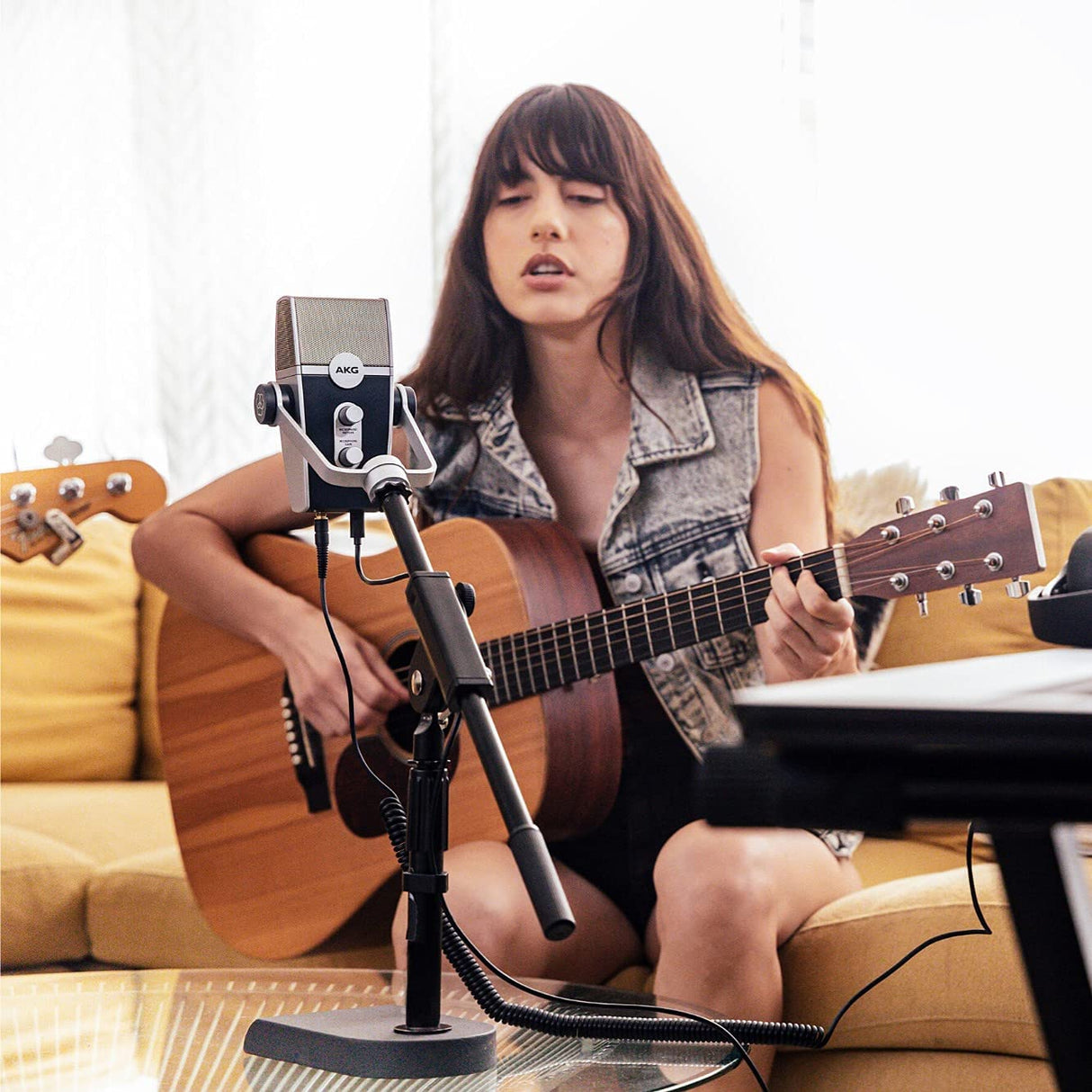 J BL Professional 1 Series 104-BT Compact Desktop Reference Monitors with Bluetooth, Black, Sold as Pair Bundle with AKG Pro Audio Lyra Ultra-HD, Four Capsule, Multi-Capture Mode, USB-C Microphone