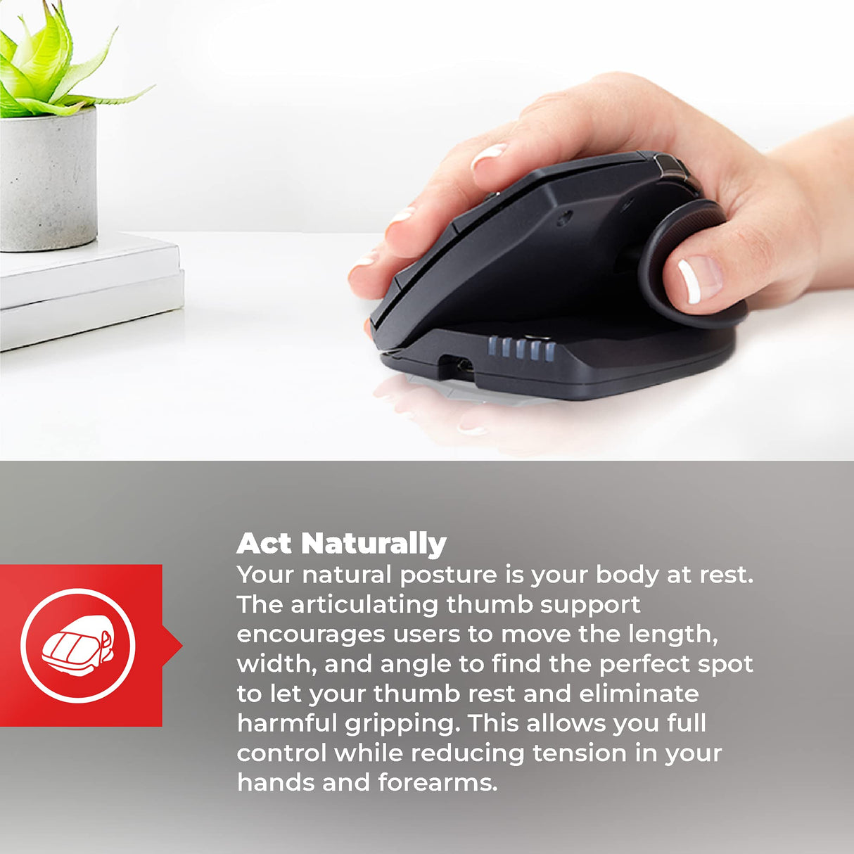 Contour Design Unimouse Mouse Wireless - Wireless Ergonomic Mouse for Laptop and Desktop Computer Use - 2.4GHz Fully Adjustable Mouse - Mac & PC Compatible - (Right-Hand)