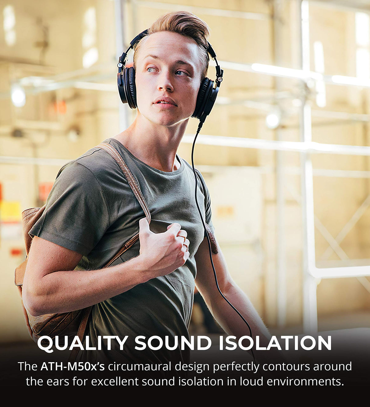 blucoil Audio Technica ATH-M50X Professional Studio Monitor Headphones, Black, Professional Grade Bundle 6' 3.5mm Audio Extension Cable, and Slappa Full-Sized HardBody PRO Headphone Case