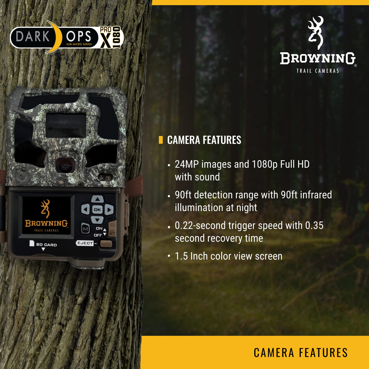 Browning Trail Cameras - Dark Ops Pro X 1080 - BTC-6PX-1080 - Game Camera, Wildlife Motion-Activated Camera