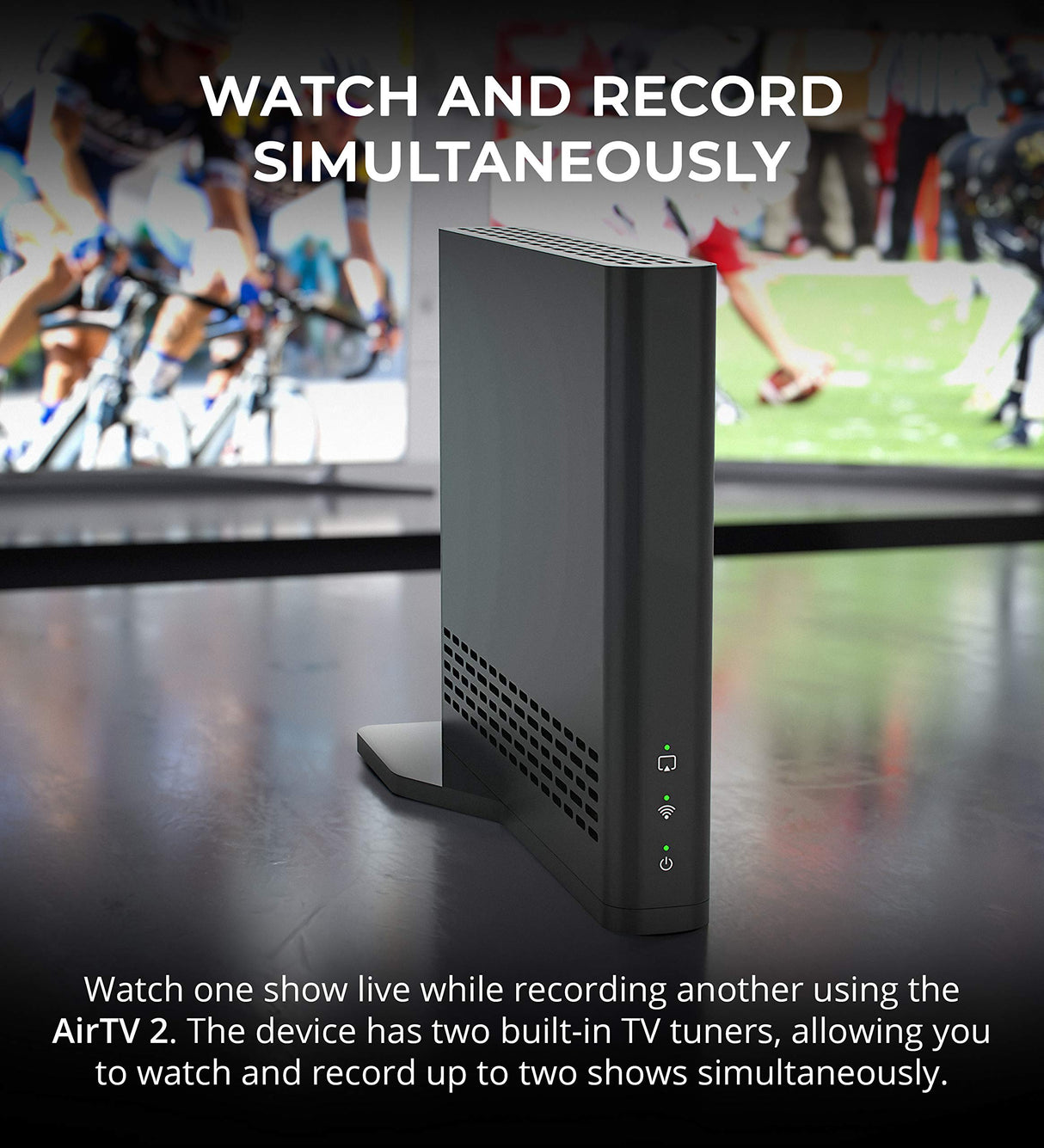 AirTV 2 Dual OTA TV Tuner with Integrated DVR - iOS, Android, Roku Compatible Bundle with Blucoil 2-Way TV Coaxial Cable Splitter, 10-FT Cat5e Cable, and 5X Cable Ties | Bonus $25 Sling TV Credit