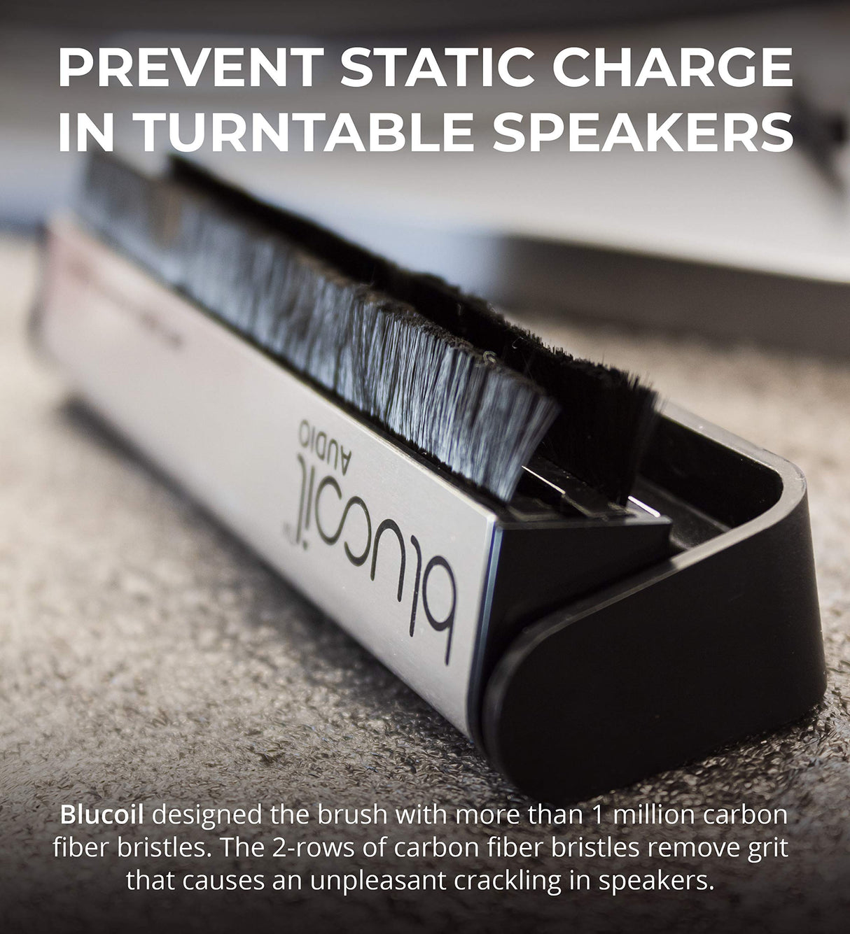 Blucoil Audio Carbon Fiber Anti-Static Cleaning Brush for Vinyl/LP Records and Speakers