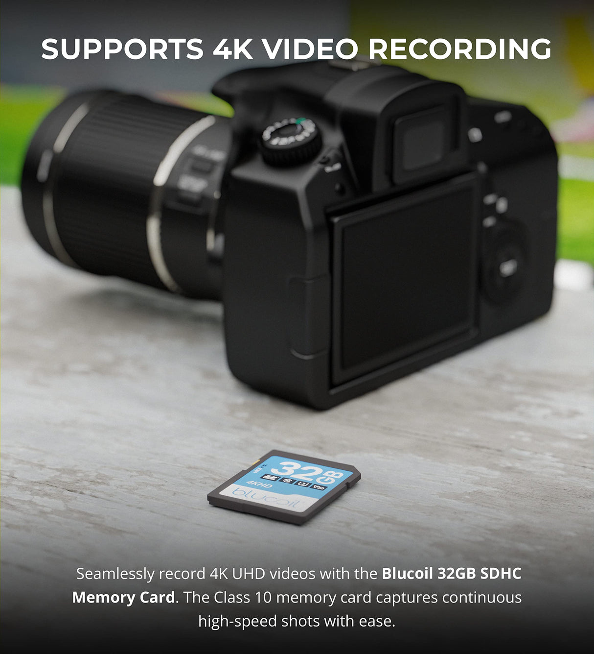 Blucoil 32GB Class 10 SDHC Flash Memory Card SD Card with Write Protection Feature for 4K UHD and Full HD Video Recording on Digital Cameras, DSLR, Camcorders, Recorders, and Computers