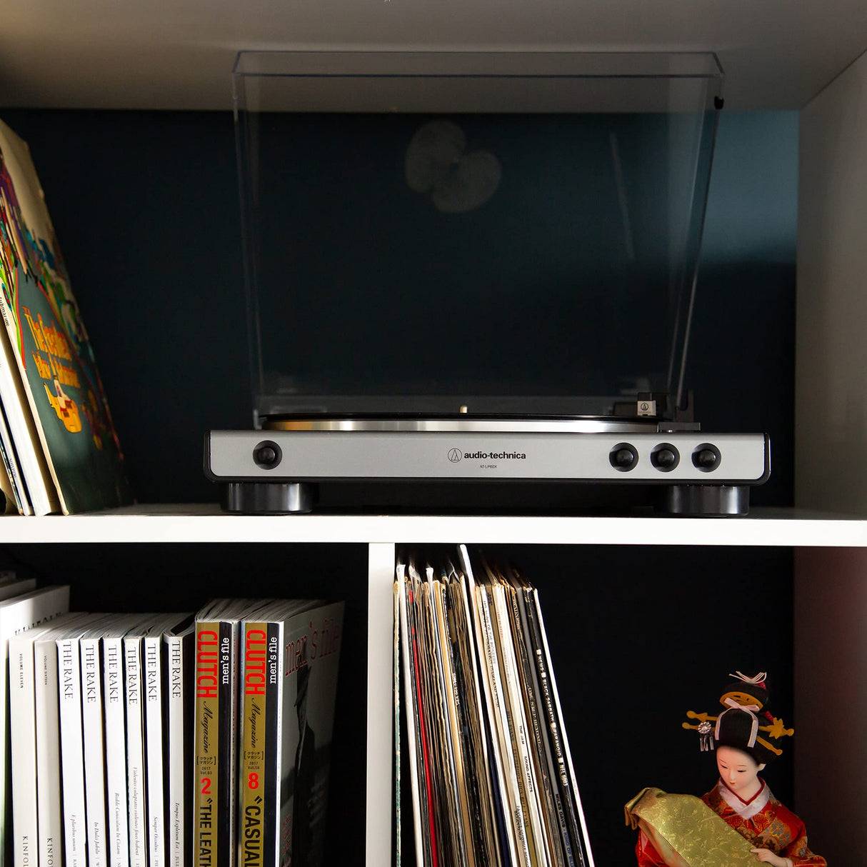 Audio Technica AT-LP60X-GM Fully Automatic Belt-Drive Stereo Turntable, Gunmetal/Black, Hi-Fi, 2 Speed Bundle with Blucoil Vinyl Cleaning Kit, LP Inner Sleeve, and 12" Turntable Slipmat