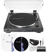 Audio Technica AT-LP60XBT Fully Automatic Wireless Bluetooth Belt-Drive Turntable (Black) Bundle with Blucoil 2-in-1 Vinyl Cleaning Kit, 2X LP Inner Sleeves, and 12" Turntable Slipmat