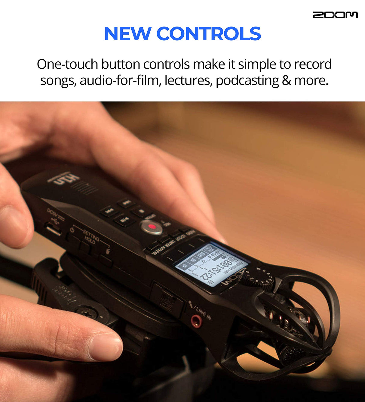 Zoom H1N Handy Recorder Bundle with 32GB Class 10 MicroSD Card, Samson SR350 Headphones, Blucoil 6' 3.5mm Extension Cable, 4 AAA Batteries, Mic Furry Windscreen, and Table Top Camera Tripod