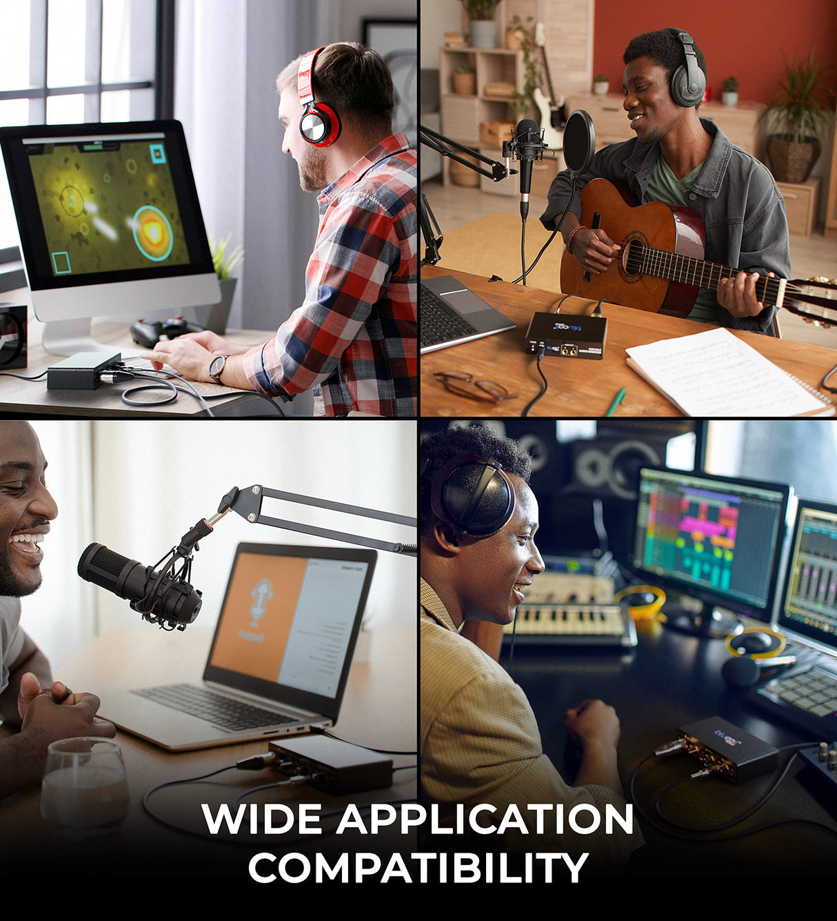 Blucoil Portable USB Audio Interface with 48V Phantom Power, USB Bus Power, Low-Latency Direct Monitoring for Home Studio Recording, Streaming, Gaming, and Podcasting on Windows and Mac