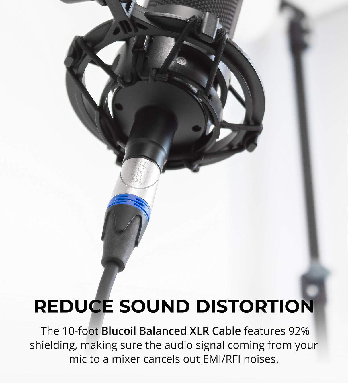 MXL 990 Cardioid Condenser Microphone for Vocals and Guitars (Champagne) Bundle with Blucoil Portable USB Audio Interface for Windows and Mac, and 10-FT Balanced XLR Cable
