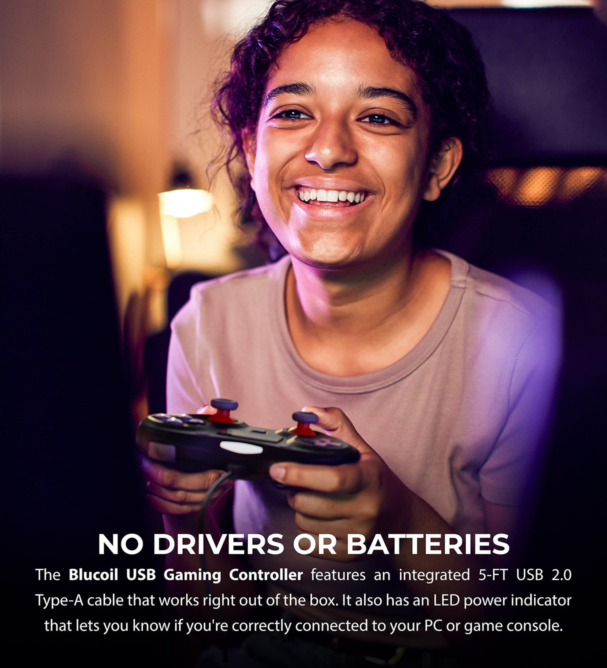 blucoil USB Wired Gaming Controller for Mac, Windows PC, and Playstation 4