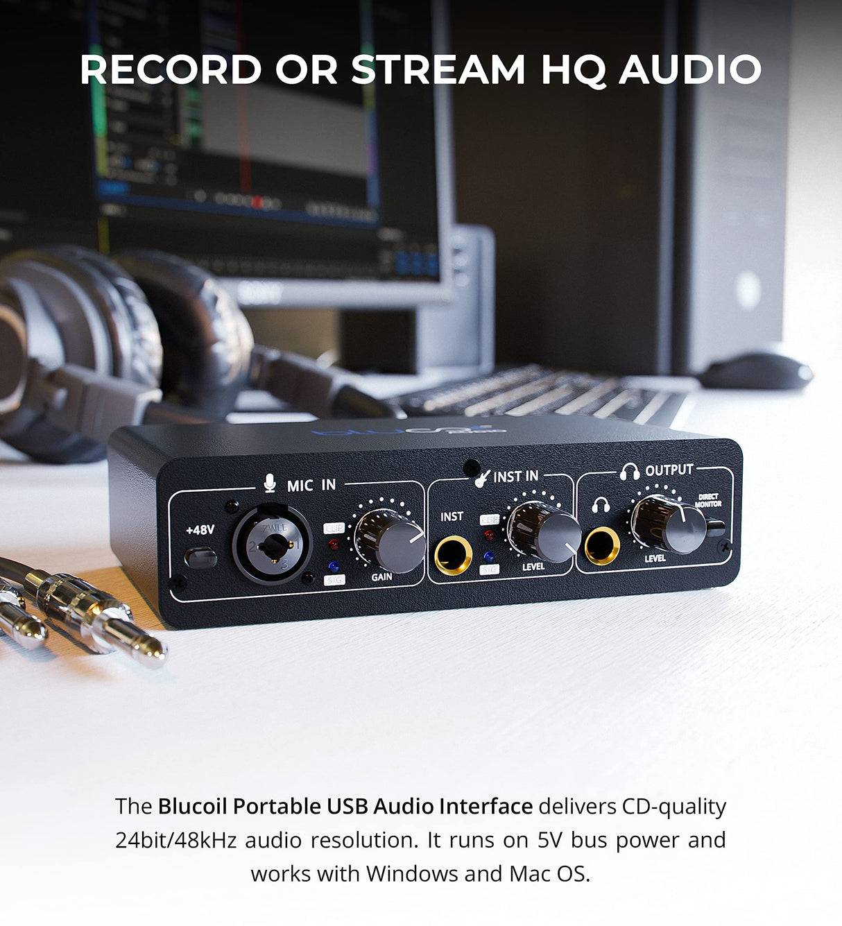 blucoil Beyerdynamic DT 990 Pro 250 Ohm Over-Ear Studio Headphones Bundle with Antlion Audio ModMic Wireless Attachable Boom Microphone, 6' 3.5mm Audio Extension Cable, and USB Audio Interface