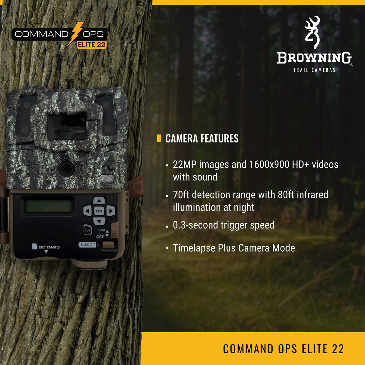 Browning Trail Cameras Command Ops Elite 22 - BTC-4E22 - Game Camera, Wildlife Motion-Activated Camera