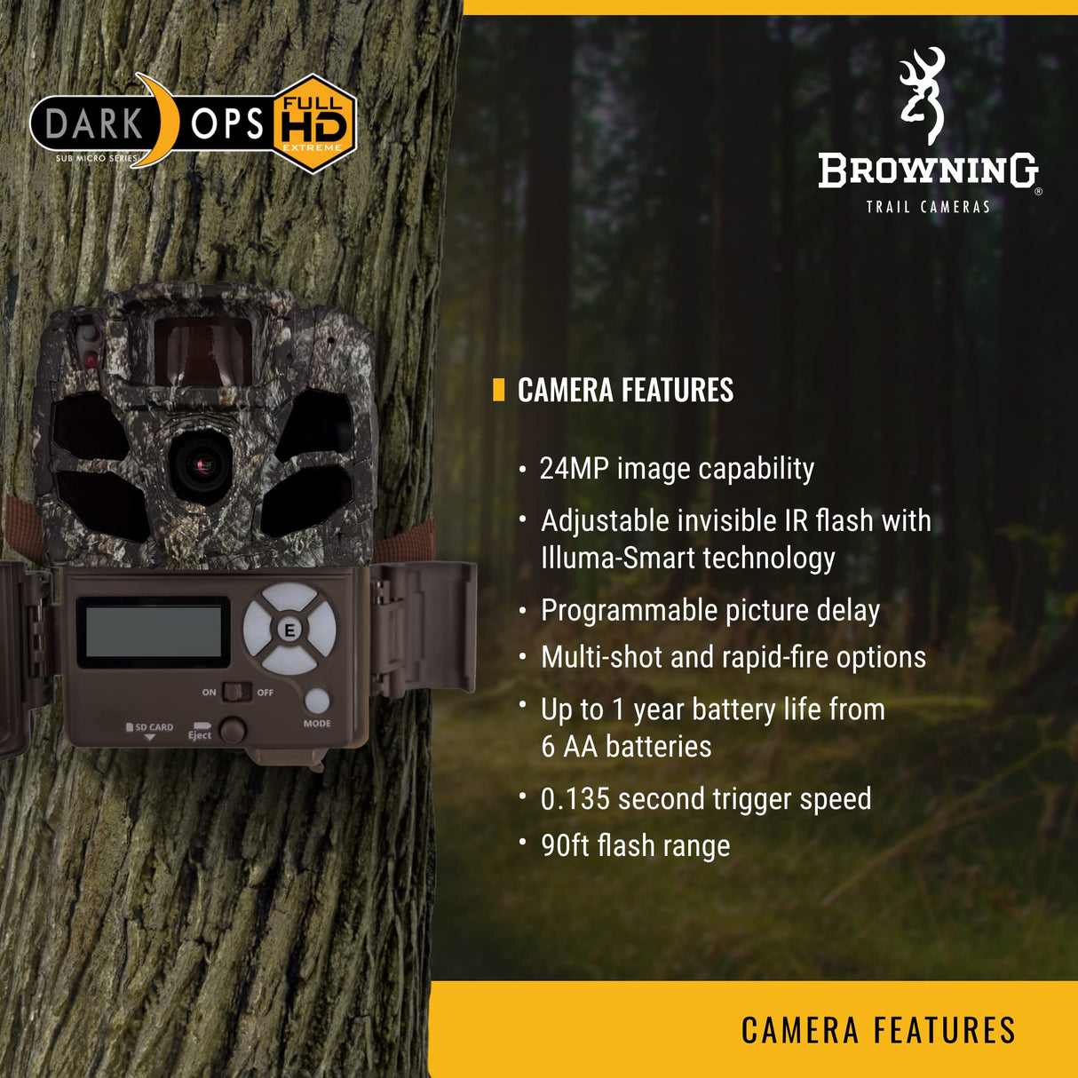 Browning Trail Cameras - Dark Ops Full HD Extreme - BTC-6FHDX - Game Camera, Wildlife Motion-Activated Camera