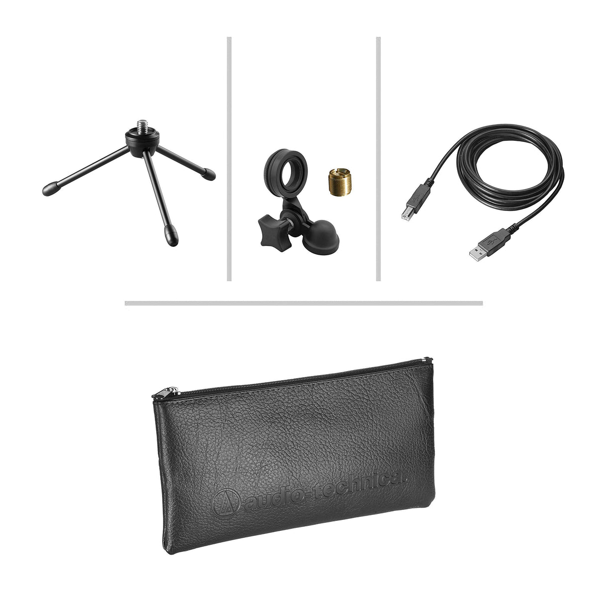Audio-Technica AT2020USB+ Cardioid Condenser Microphone with Built-in Headphone Jack & Volume Control Bundle with Blucoil Pop Filter, 6" Ring Light, USB-A Mini Hub, and Samson SR350 Headphones