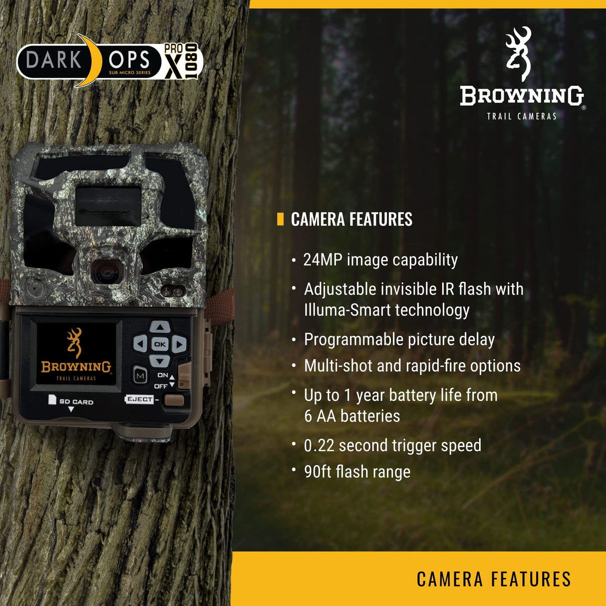 Browning Trail Cameras - Dark Ops Pro X 1080 - BTC-6PX-1080 - Game Camera, Wildlife Motion-Activated Camera