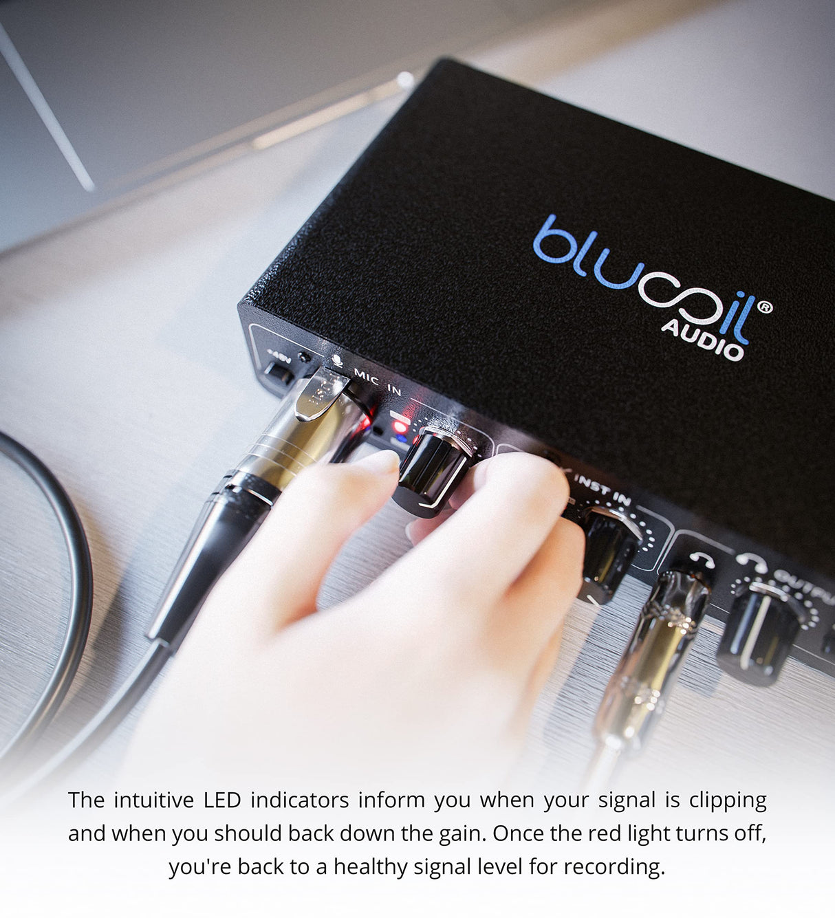 Blucoil Portable USB Audio Interface with 48V Phantom Power, USB Bus Power, Low-Latency Direct Monitoring for Home Studio Recording, Streaming, Gaming, and Podcasting on Windows and Mac