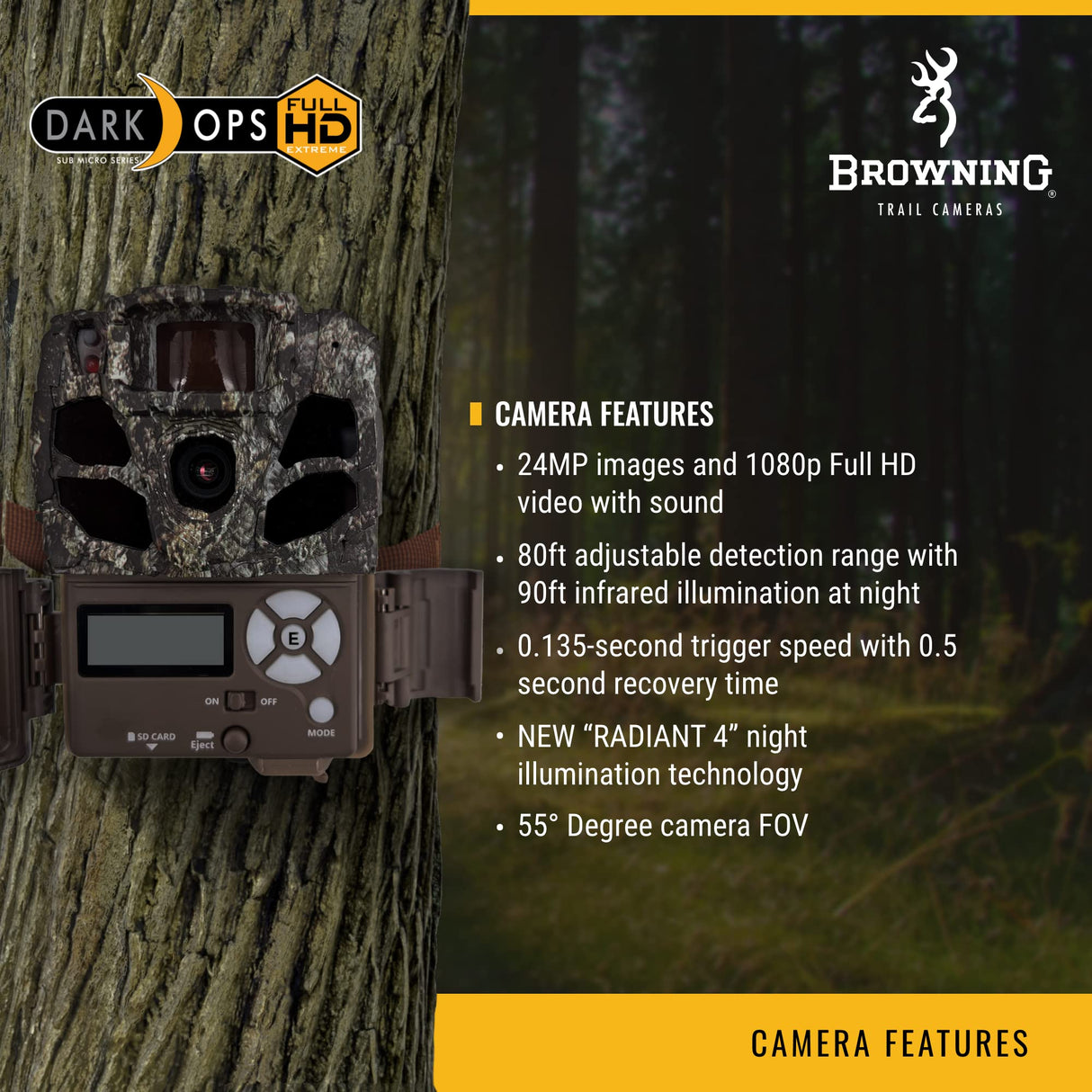Browning Trail Cameras - Dark Ops Full HD Extreme - BTC-6FHDX - Game Camera, Wildlife Motion-Activated Camera
