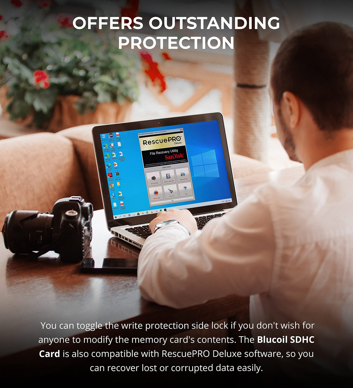 Blucoil 32GB Class 10 SDHC Flash Memory Card SD Card with Write Protection Feature for 4K UHD and Full HD Video Recording on Digital Cameras, DSLR, Camcorders, Recorders, and Computers