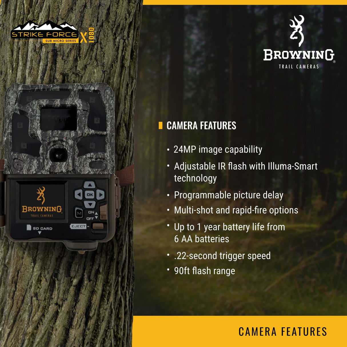 Browning Trail Cameras - Strike Force Pro X 1080 - BTC-5PX-1080 - Game Camera, Wildlife Motion-Activated Camera