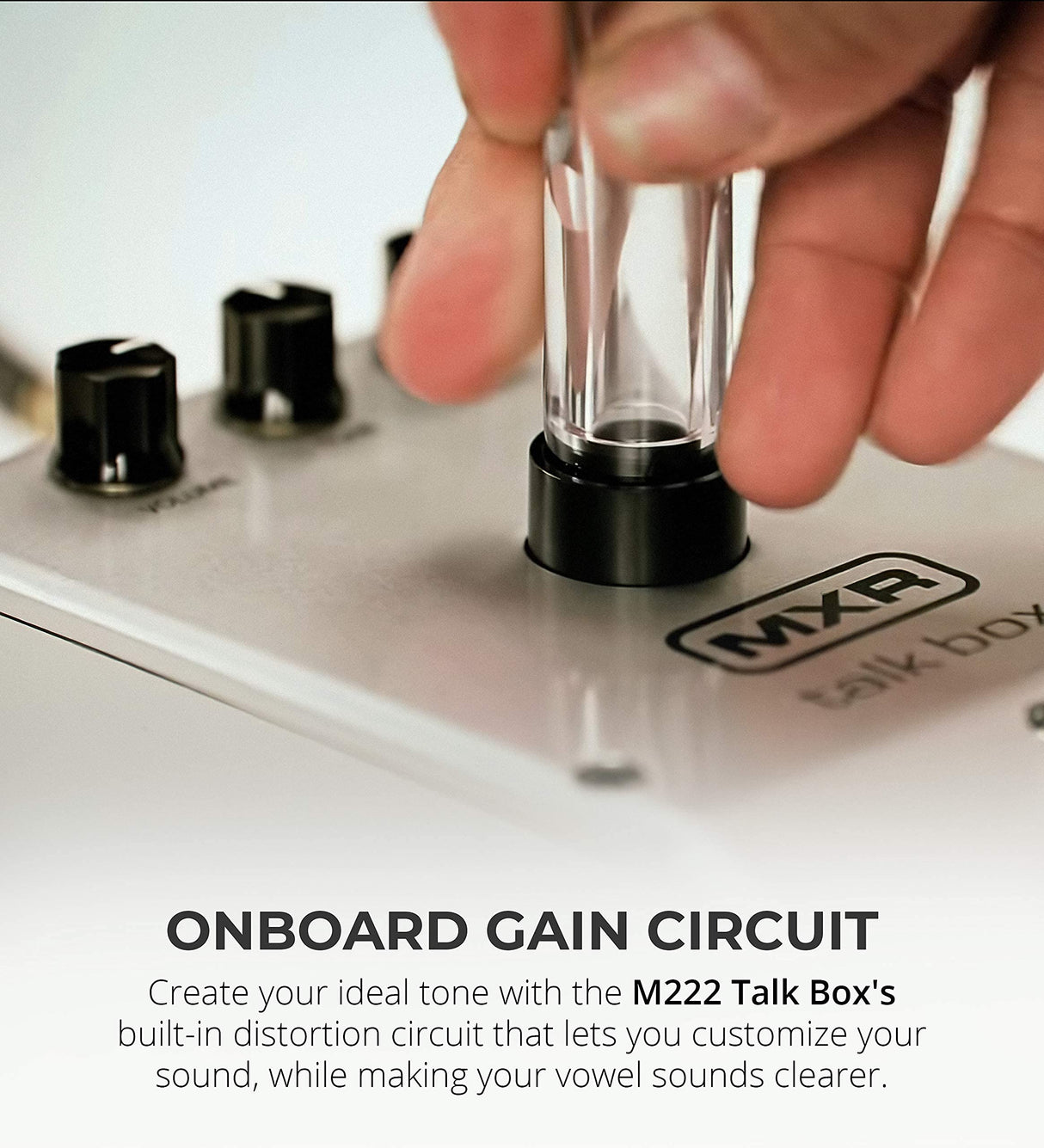 MXR M222 Talk Box with Built-In Amplifier Bundle with Blucoil XLR Condenser Microphone, 9V AC Adapter, 10' Straight Instrument Cable (1/4"), 2x Pedal Patch Cables, and 4x Celluloid Guitar Picks
