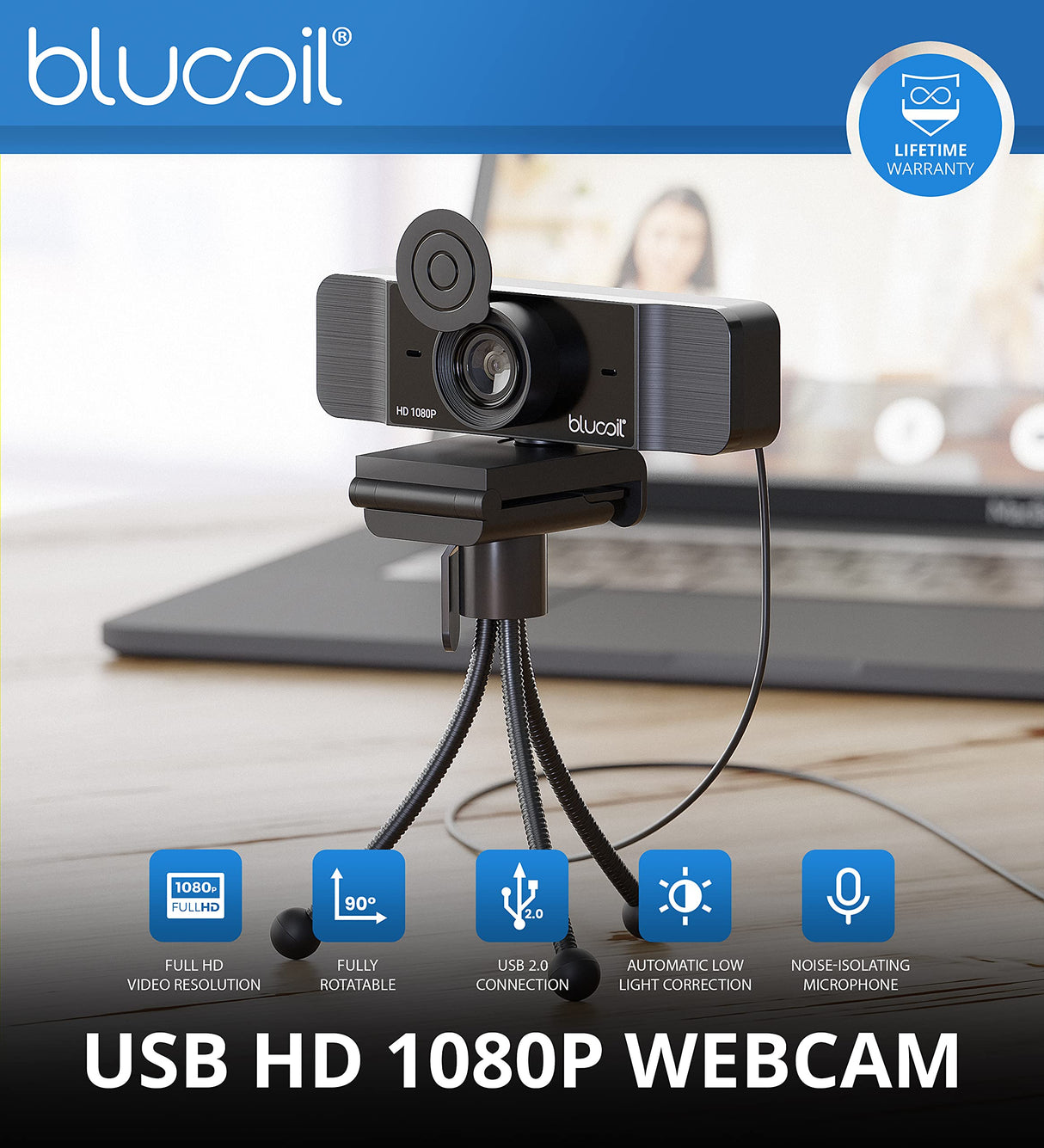 Samson G-Track Pro Professional USB Condenser Microphone, Black (SAGM1UPRO) Bundle with Blucoil 1080p USB Webcam for Windows and Mac, USB-A Mini Hub, and 3-FT USB 2.0 Type-A Extension Cable