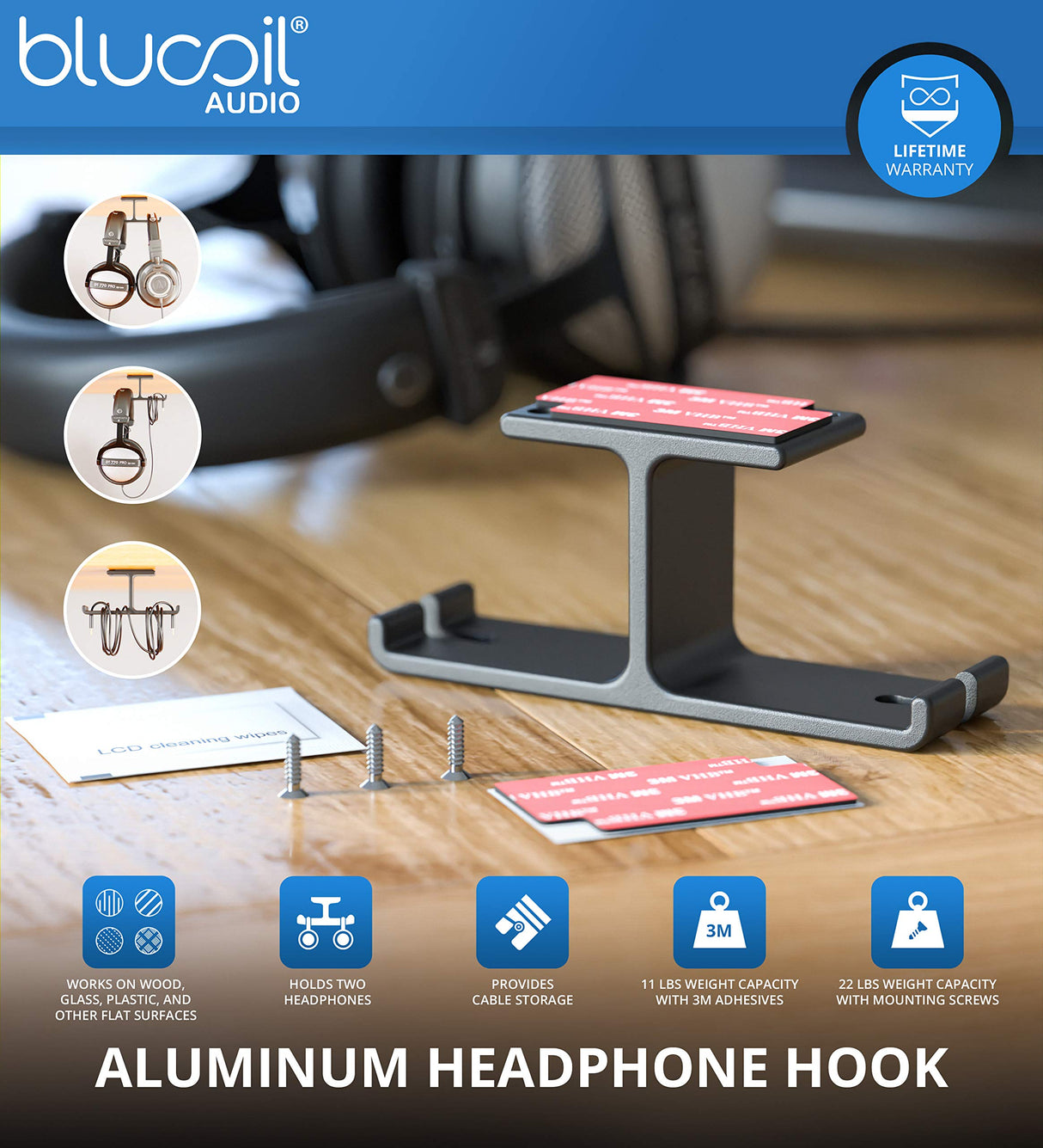 Audio-Technica AT2005USBPK Vocal Microphone Pack for Streaming/Podcasting Bundle with Blucoil Portable Headphone Amp, 3' USB Extension Cable, USB-A Mini Hub, Pop Filter, and Aluminum Headphone Hook