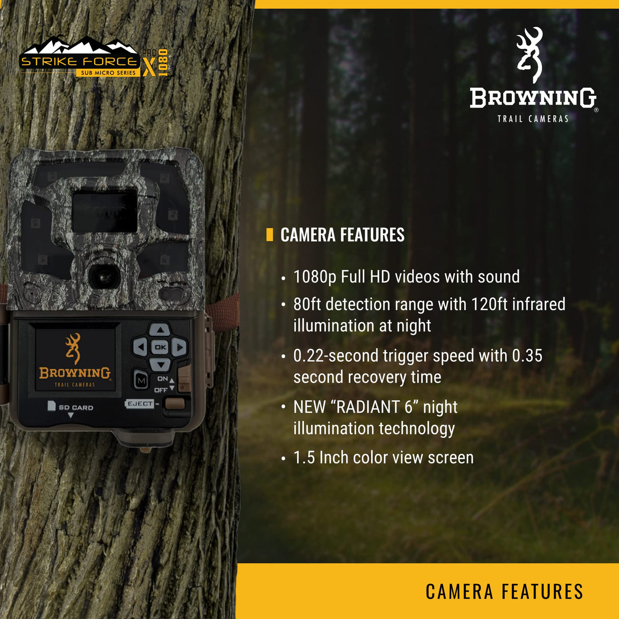 Browning Trail Cameras - Strike Force Pro X 1080 - BTC-5PX-1080 - Game Camera, Wildlife Motion-Activated Camera