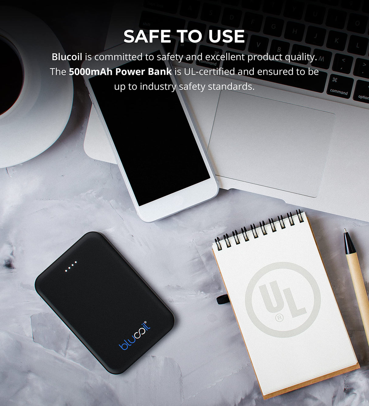 blucoil 5000mAh Portable Power Bank for Smartphones, Tablets, Digital Cameras, MP3/MP4 Players, Headphones, and Game Consoles