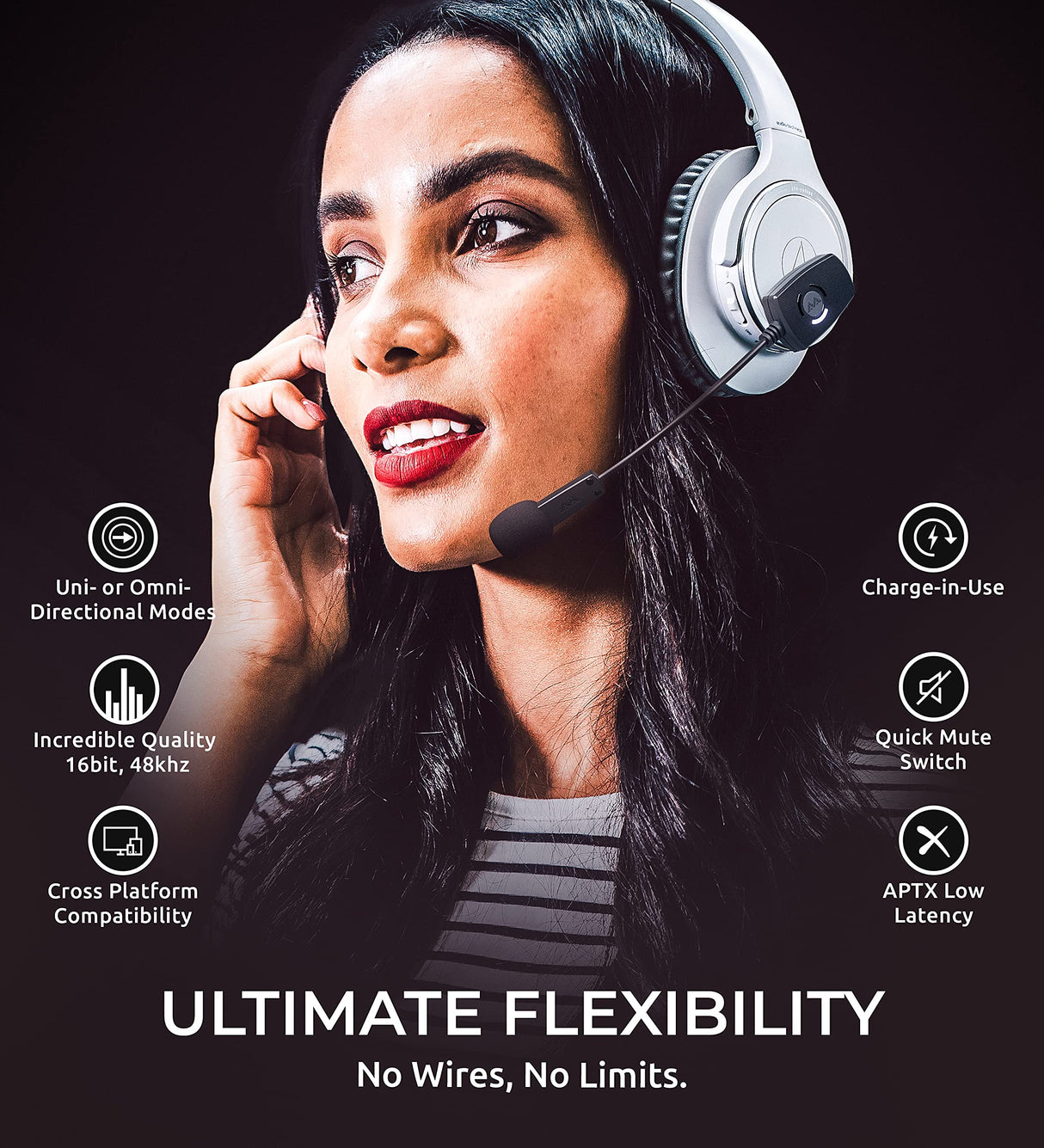 blucoil Audio Technica ATH-SR30BTGY Bluetooth Headphones (Natural Gray) Bundle with Audio ModMic Wireless, Headphone Case and Hook, Y Splitter Cable, 3' USB Extension Cable, and 5' Aux Cable