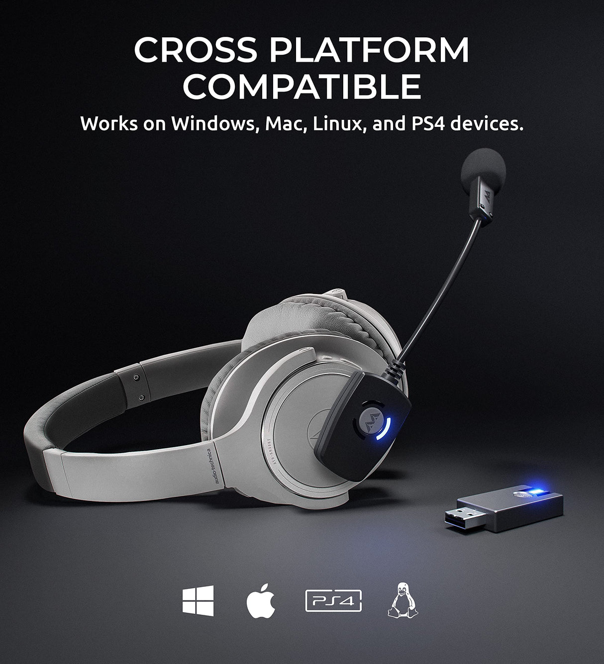 blucoil Audio Technica ATH-SR30BTGY Bluetooth Headphones (Natural Gray) Bundle with Audio ModMic Wireless, Headphone Case and Hook, Y Splitter Cable, 3' USB Extension Cable, and 5' Aux Cable