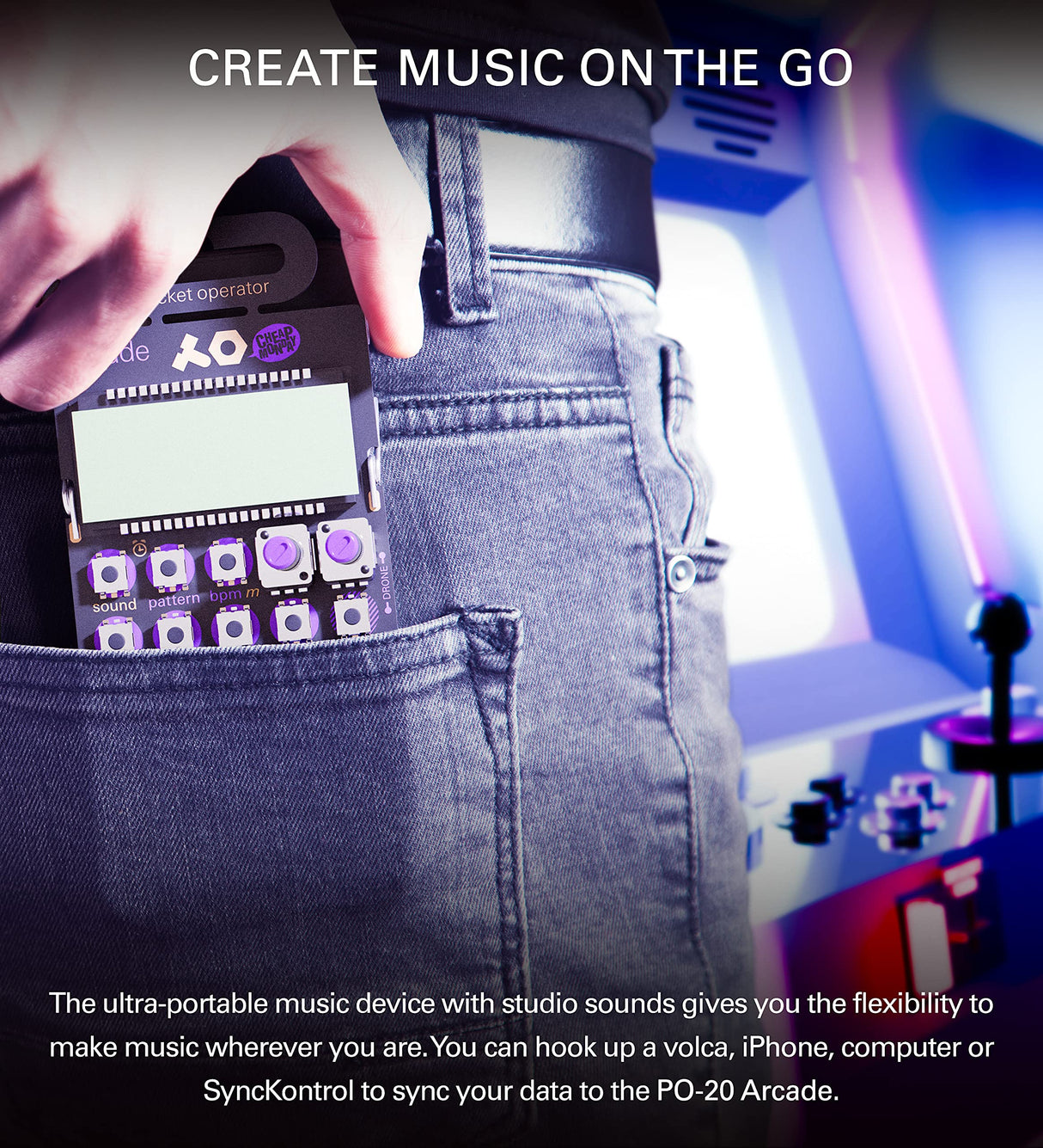 teen age engineering Pocket Operator PO-35 Speak Vocal Synthesizer Bundle with PO-20 Arcade Synthesizer, Samson SR350 Headphones, Blucoil 6' 3.5mm Extension Cable, 4 AAA Batteries, 3x 7" AUX Cables