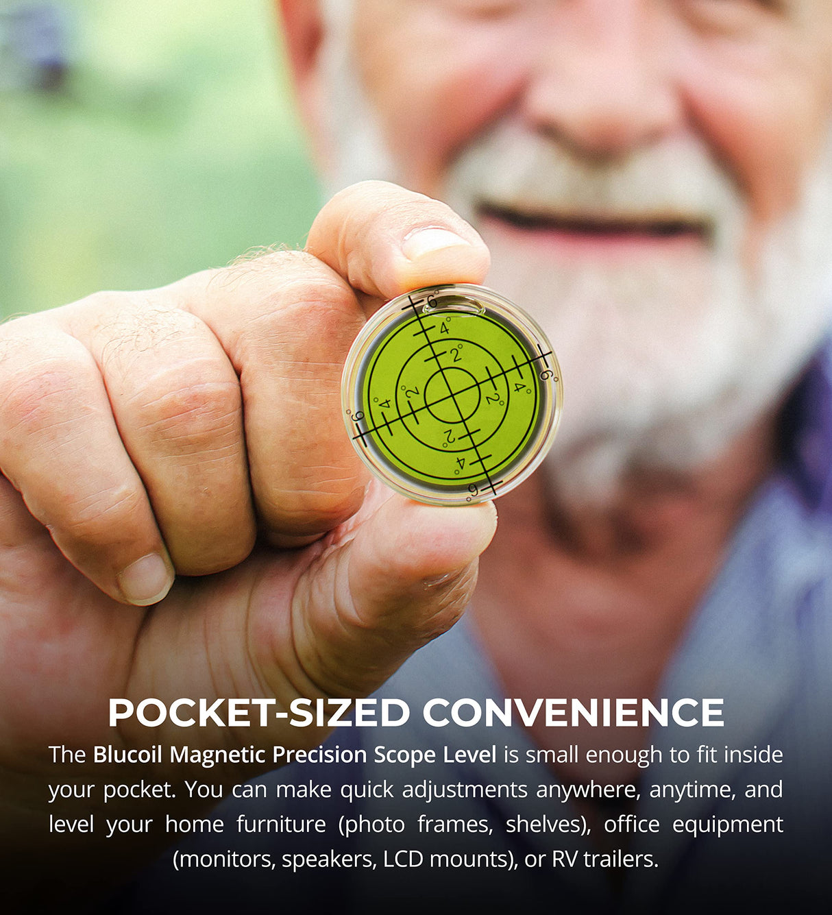 Blucoil 1.26" x 0.47" Magnetic Precision Scope Level with Waterproof Finish for Hunting, Shooting, Tactical Sport, and Leveling Rifle Scope, Camera Tripod Stand, Power Tools, RV, Trailer, Turntable