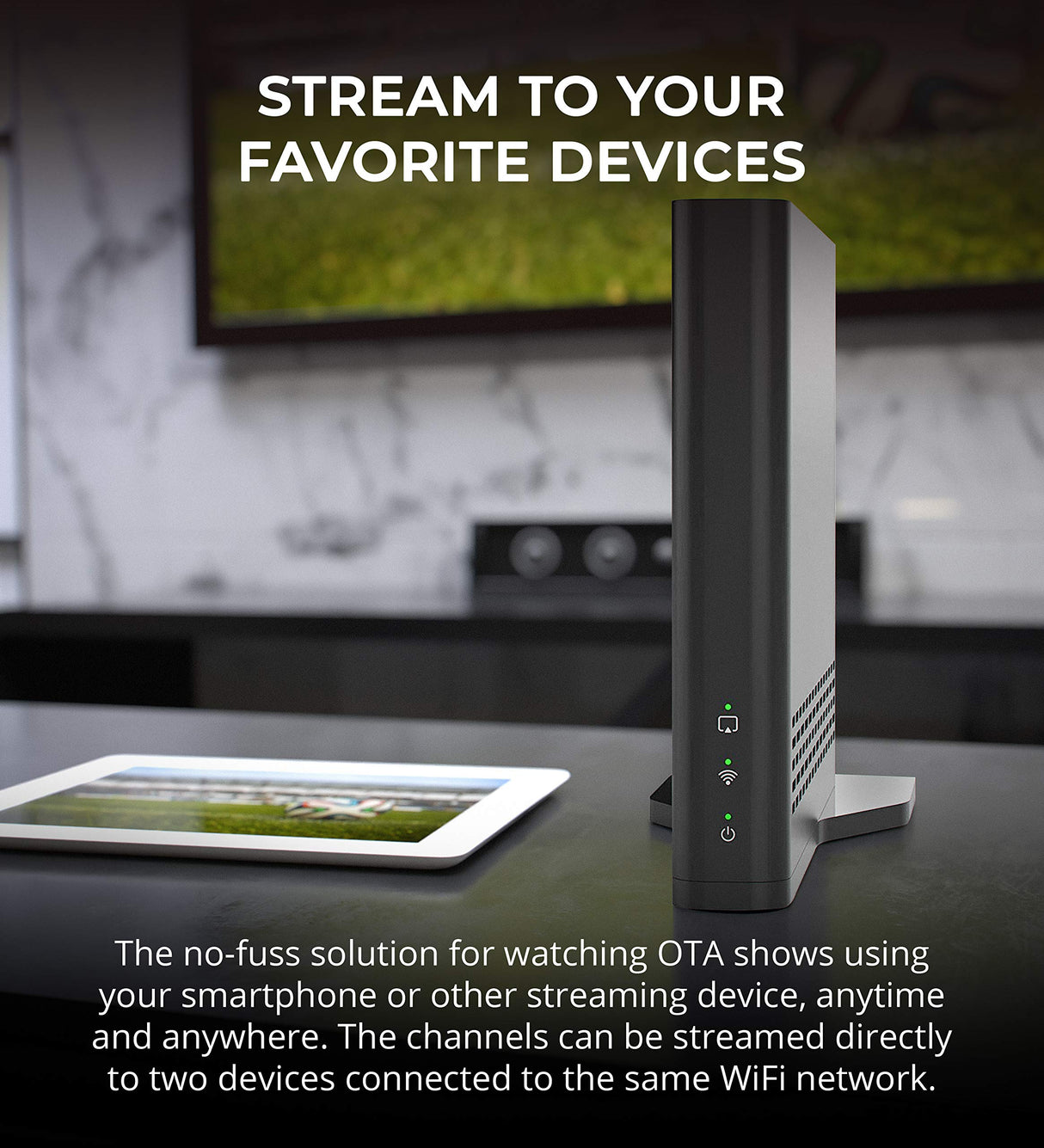 AirTV 2 Dual OTA TV Tuner with Integrated DVR - iOS, Android, Roku Compatible Bundle with Blucoil 2-Way TV Coaxial Cable Splitter, 10-FT Cat5e Cable, and 5X Cable Ties | Bonus $25 Sling TV Credit