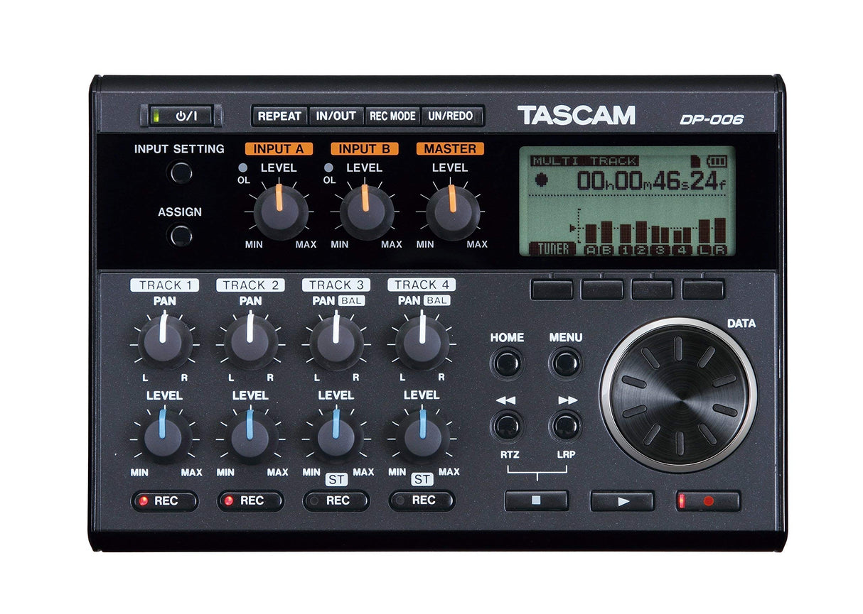 TASCAM DP-006 Digital PocketStudio Multi-Track Audio Recorder Bundle with 16GB SDHC Memory Card, Blucoil 10-FT Straight Instrument Cable (1/4in), and 10-FT Balanced XLR Cable