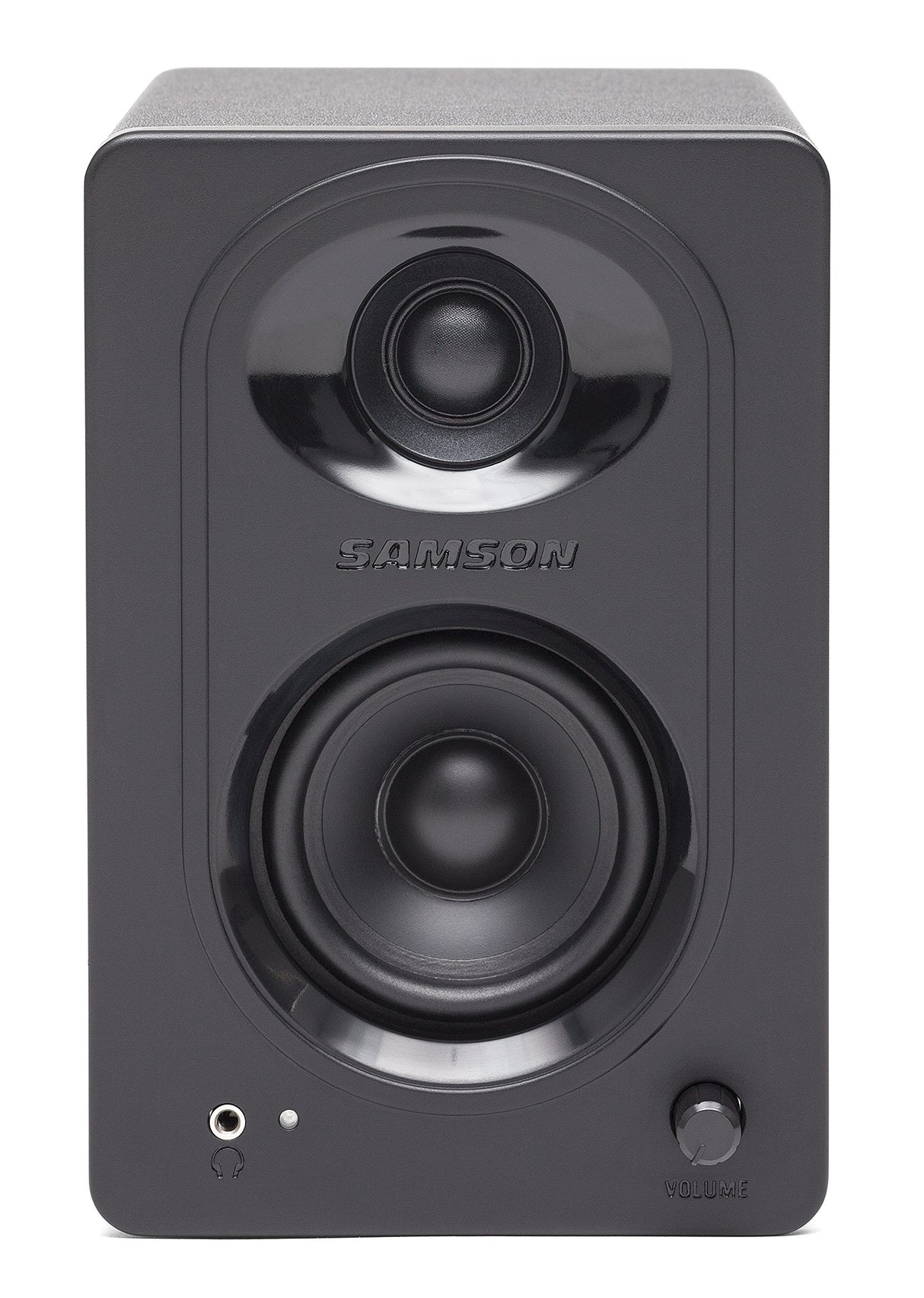 Samson SAM30 3-Inch Powered Studio Monitors Pair Featuring Polypropylene Woofer and 3/4-inch Silk-Dome Tweeter in MDF with Textured Vinyl Covering (Black)