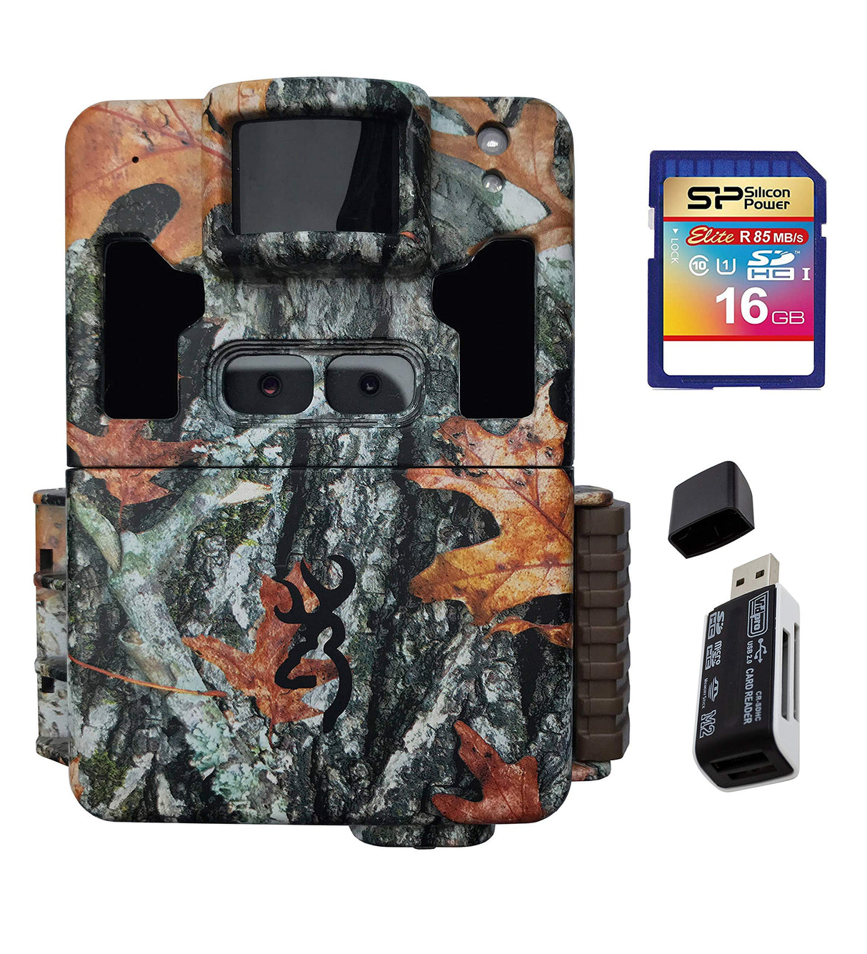 Browning BTC-6PXD Dark Ops Pro XD Trail Camera with 1920p x 1080p Video Capture Resolution for Outdoor Surveillance Bundle with Silicon Power 16GB SDHC Memory Card, and VidPro USB 2.0 Card Reader