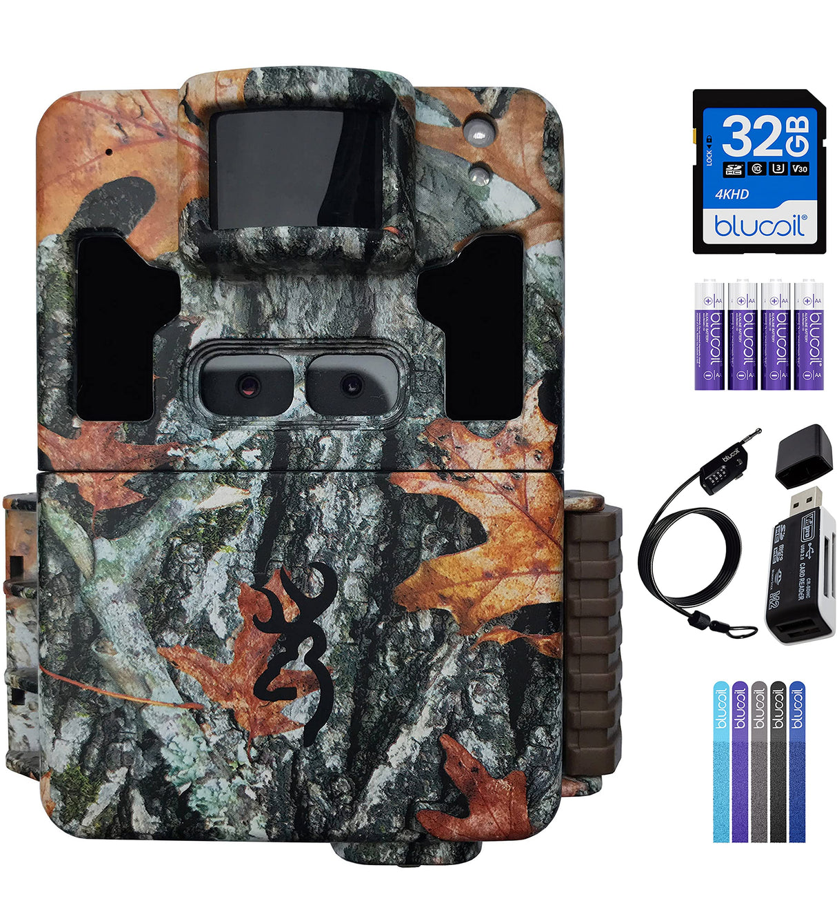 Browning BTC-6PXD Dark Ops Pro XD Trail Camera for Outdoor Surveillance Bundle with Blucoil 32GB SDHC Card, 6.5-FT Combination Cable Lock, 4 AA Batteries, 5X Cable Ties, and VidPro USB Card Reader