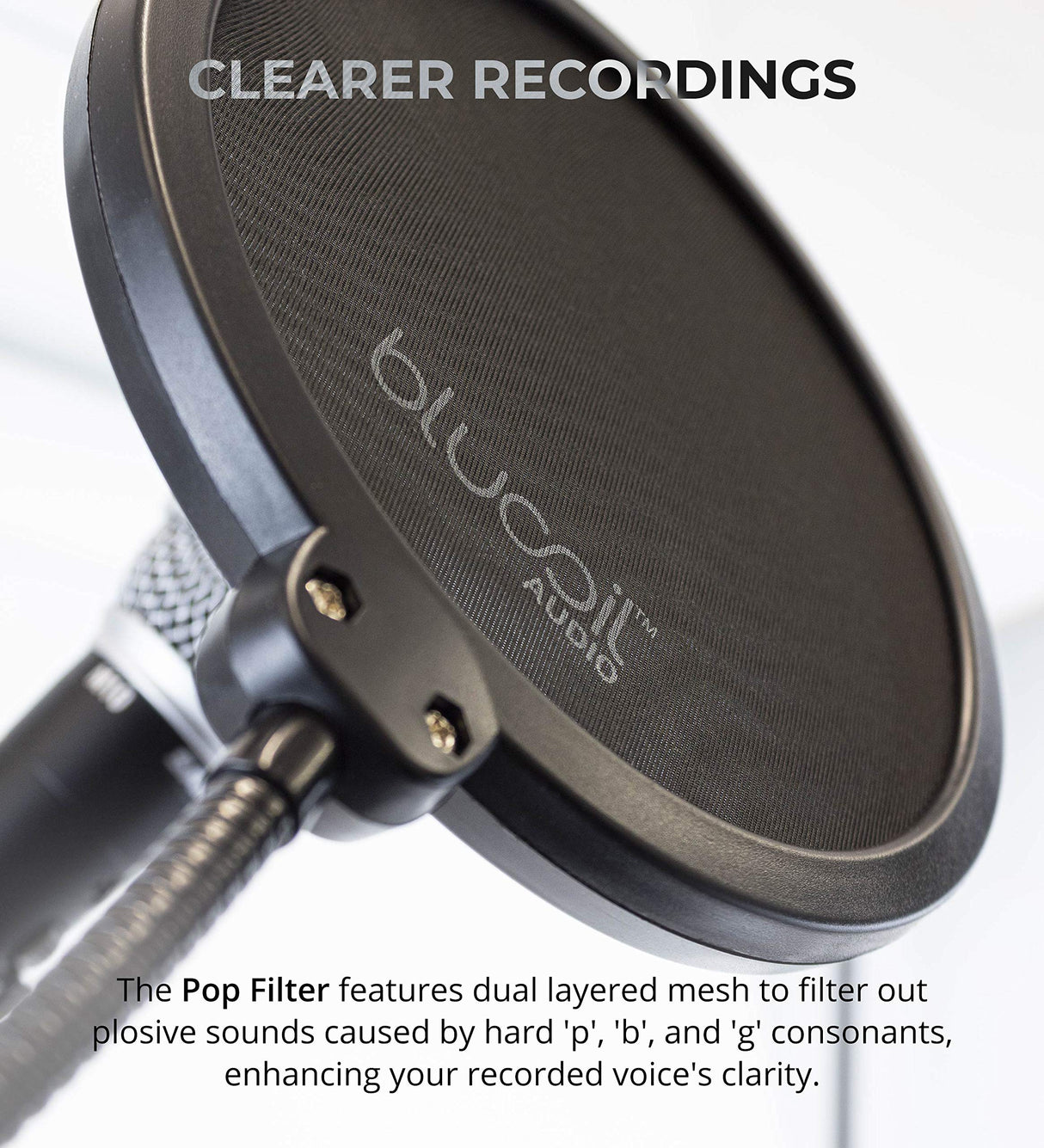 blucoil Audio Technica AT2005USB Cardioid Dynamic USB/XLR Microphone for PA Systems, Windows and Mac Bundle with Desk Tripod Mic Stand Boom Arm Plus Pop Filter